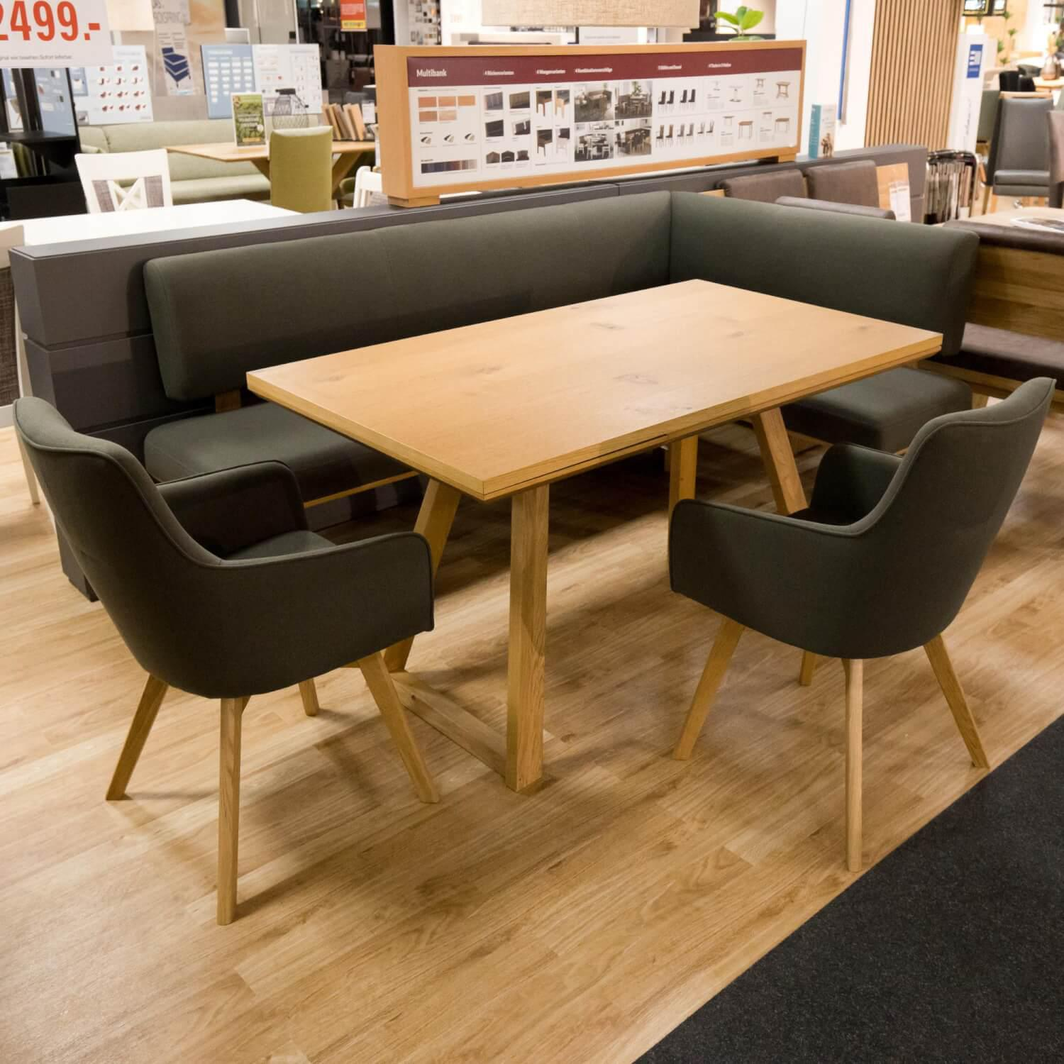 Klose Kollektion - Essgruppe E135 Mit Tisch Bank Und 2 Stühlen Stoff Atlantis Grün Wildeiche Geölt - 4