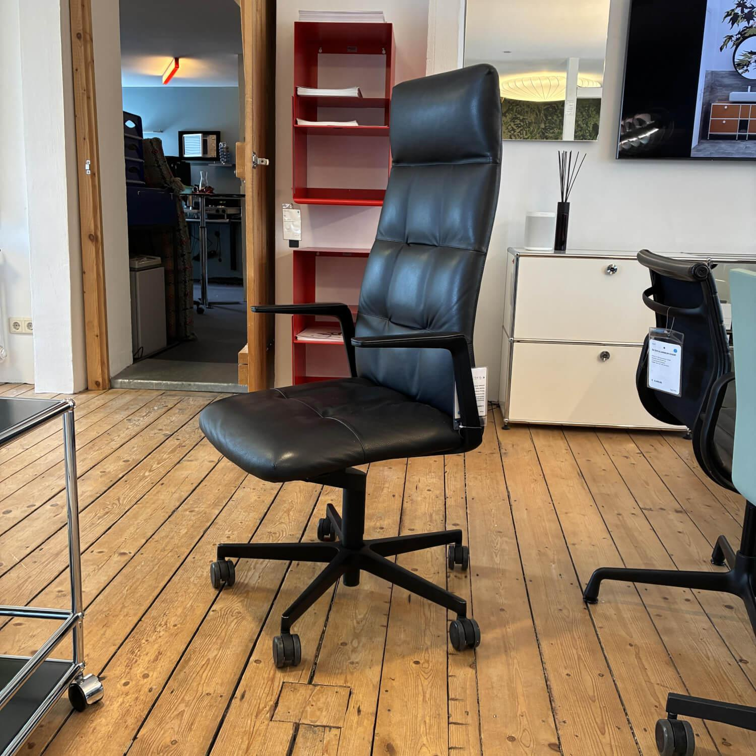 Walter Knoll - Drehstuhl Leadchair Management Soft 2055 Leder Congress 251 Schwarz Gestell Metall Schwarz Matt - 4