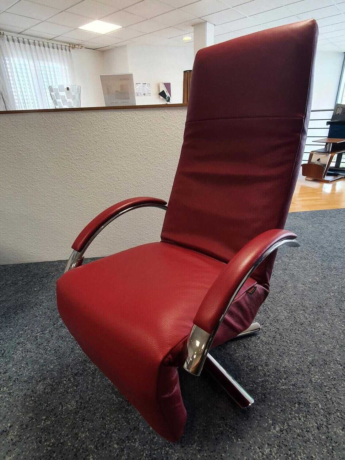 Strässle - Sessel Reno Leder Rot Gestell Verchromt mit Verstellfunktionen - 2