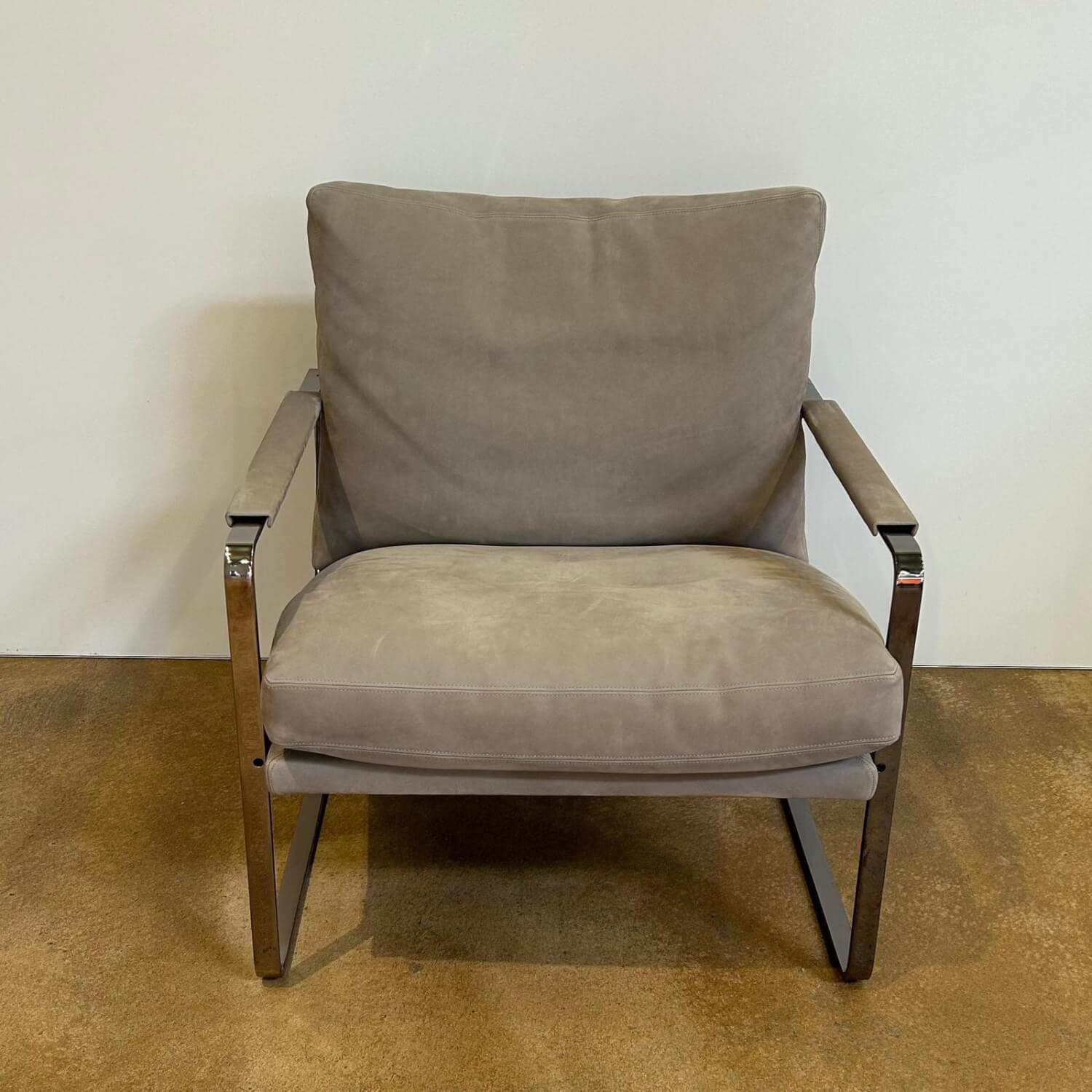 Walter Knoll - Sessel Fabricius 710 10Leder Velvet Chia Grau Gestell Stahl Schwarz Chrom Mit Kunststoffgleitern - 4