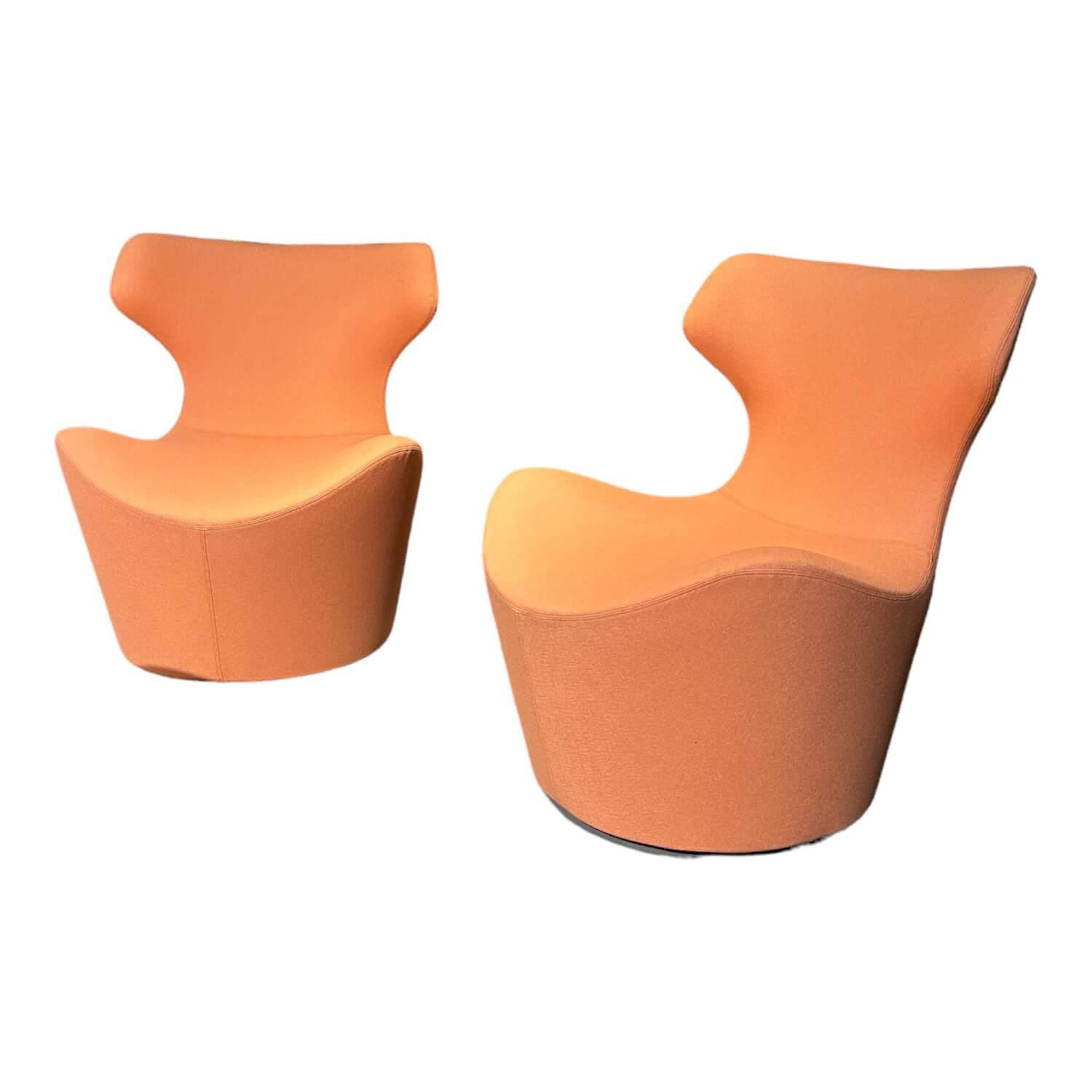 B&B Italia - 2er-Set Drehsessel Papilio Piccola Bezug Stoff Sidro 2059793 Korall Orange Fuß Aluminium Lackiert - 1