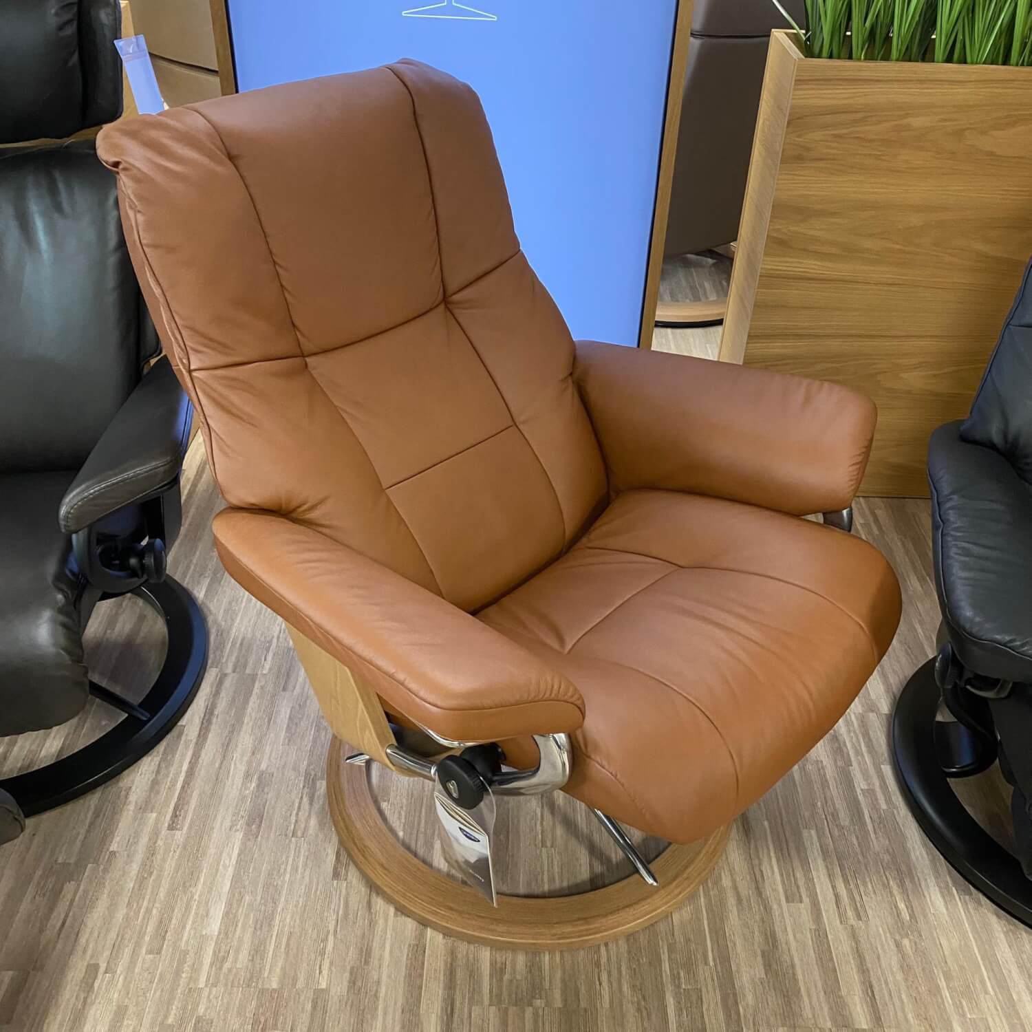 Stressless - Stressless Sessel mit Hocker Mayfair M Leder Paloma Cooper Signature Eiche - 9