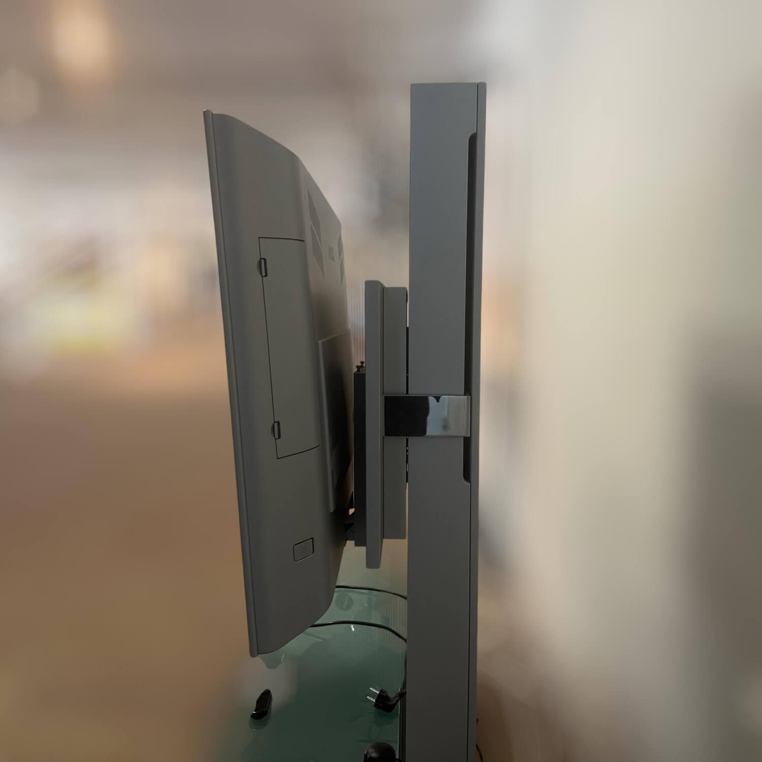 Bacher - TV Regal Adabar Metall Silber Glasplatte Elektrisch Höhenverstellbar Mit Rollen - 3