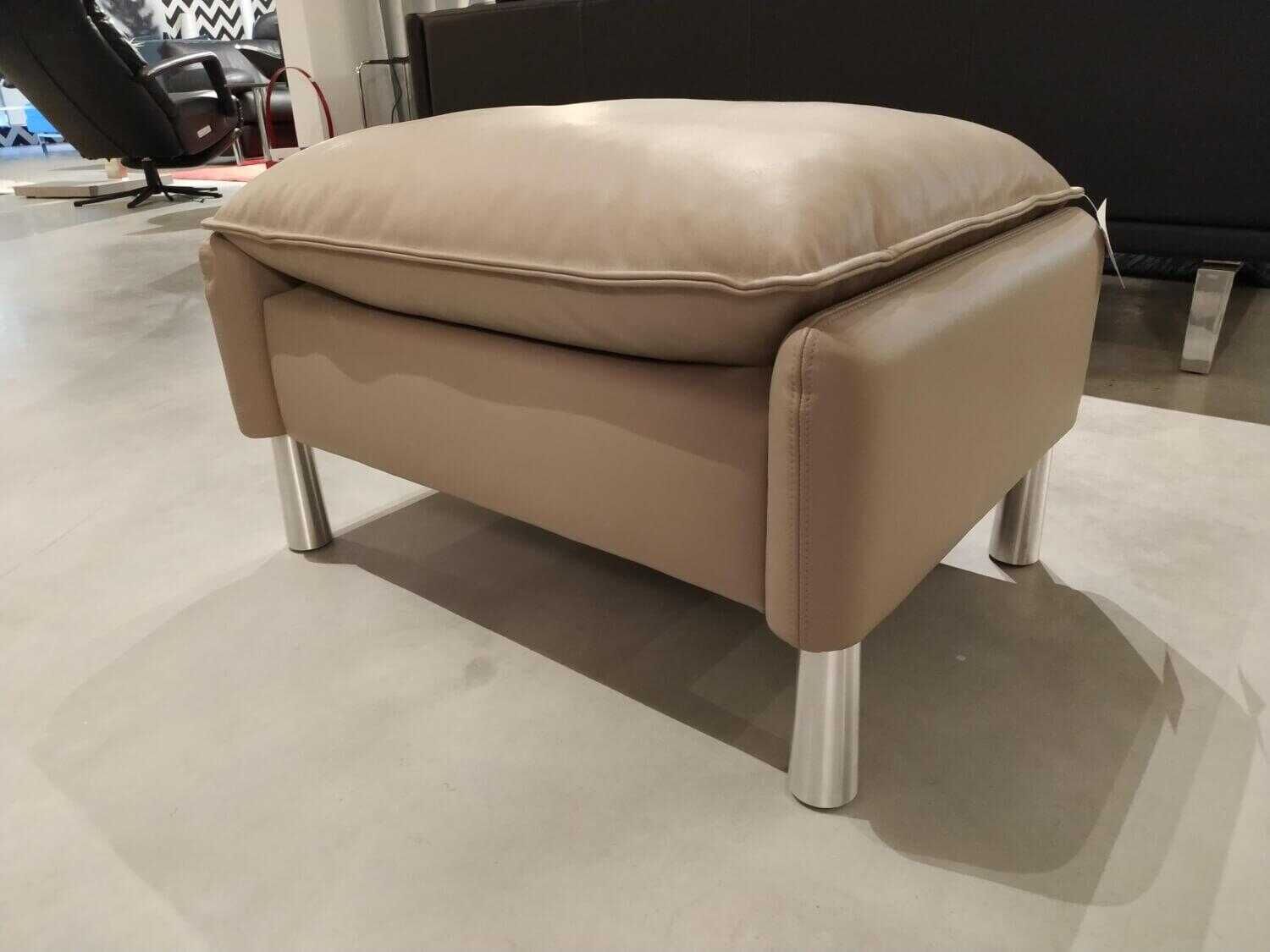 Erpo - Sofa Porto Leder 42 Stone Kegelfuß Aluminium mit Hocker und 2 Kissen - 5