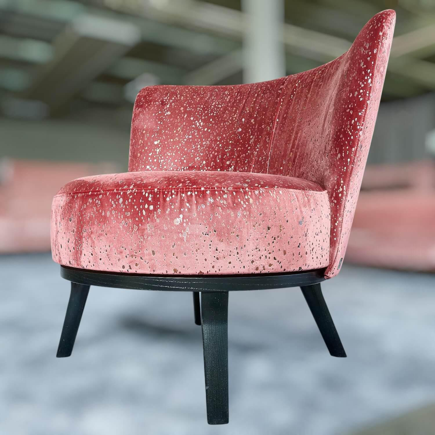 Bielefelder Werkstätten - Polo Cocktail Sessel Stoff Glimmer JA8079-011 Rot mit Drehfunktion - 2