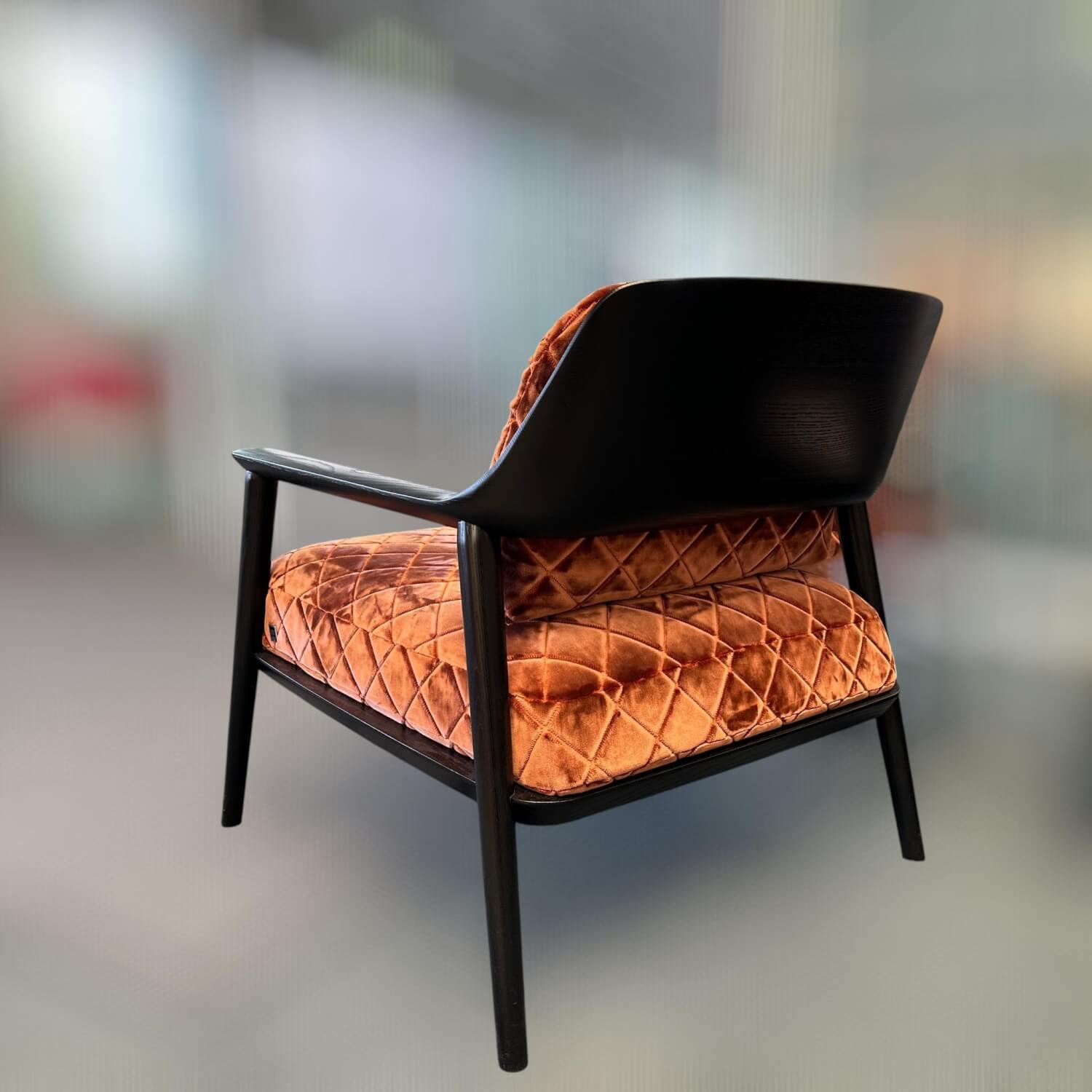 Bielefelder Werkstätten - Sessel Gatsby Stoff JAB Viscount JA3017-061 Orange Braun Füße Holz Schwarz Gebeizt - 8