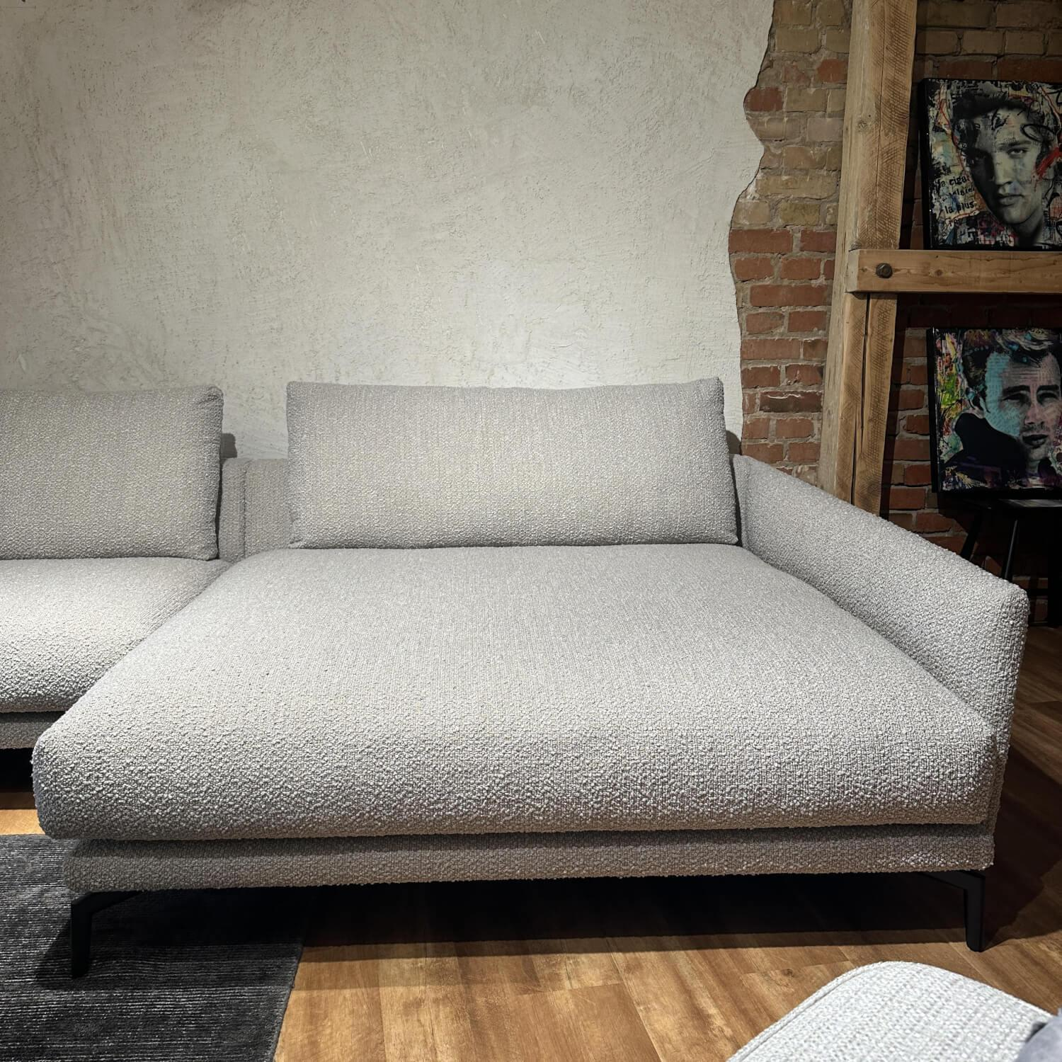 Contur - Ecksofa Cuneo 60 Bezug Stoff Verati Silvera 19 Greige Grau Metallfüße Schwarz Lackiert - 5