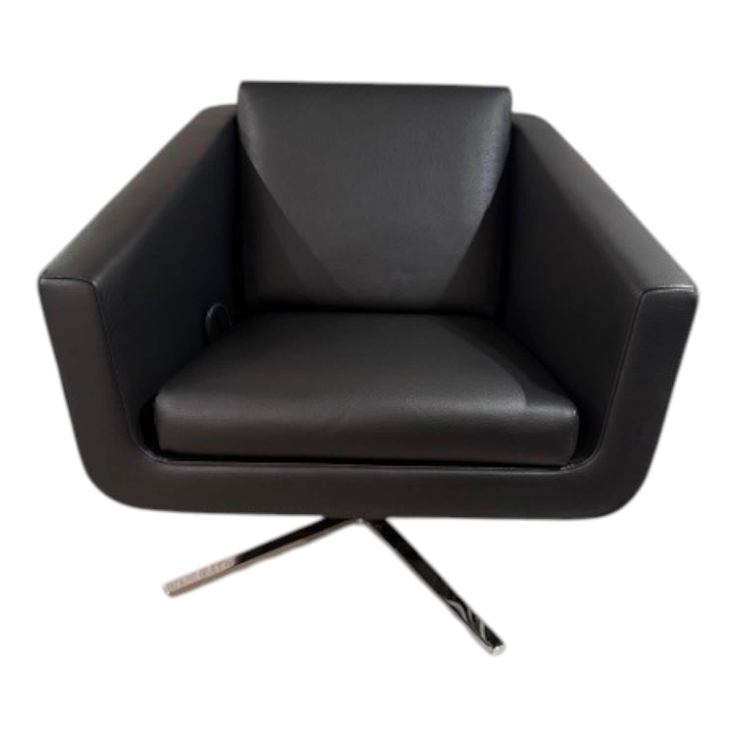 FSM - Sessel Pavo Leder Living 11 Schwarz Gestell Chrom mit Verstellfunktion - 1