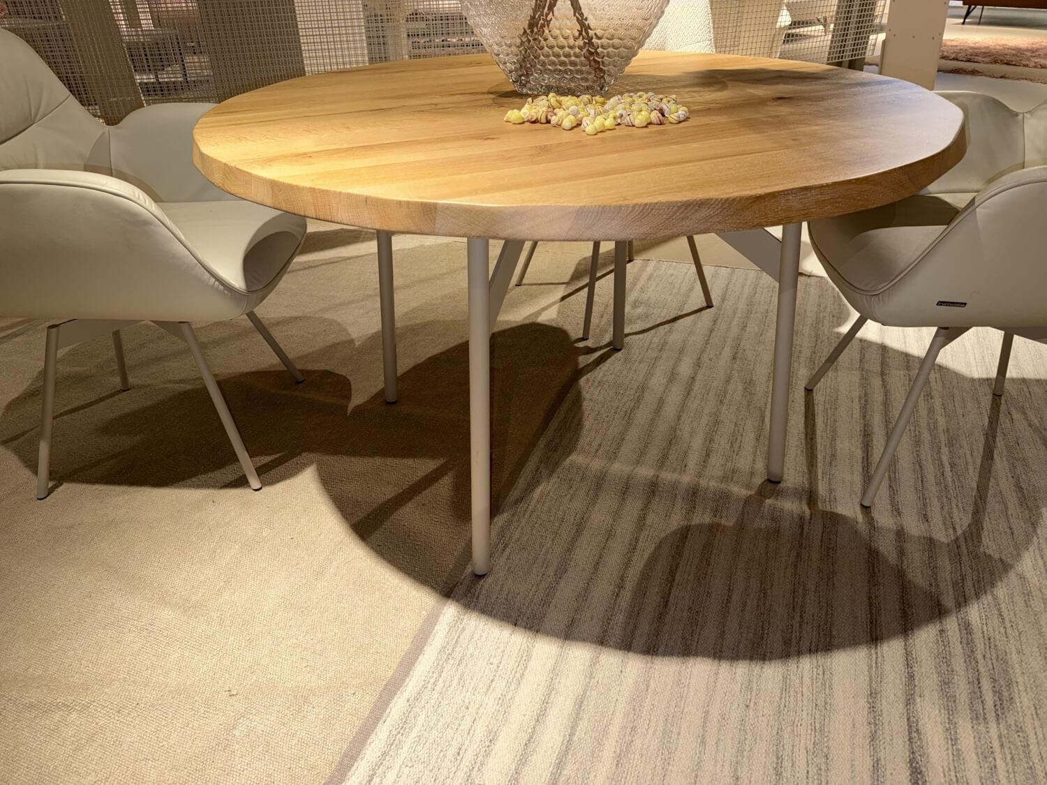 himolla - Esstisch 1474 Dining Rund Platte Wildeiche Bianco Geölt Gestell Metall Beige - 5