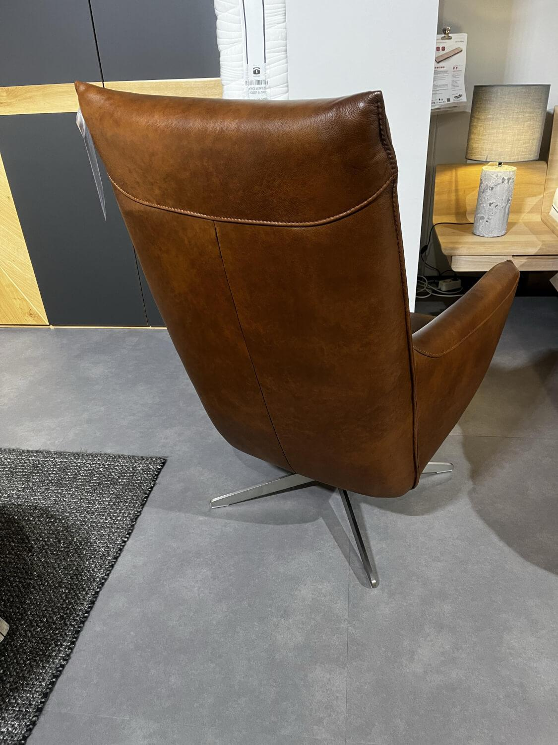 DFM - Drehsessel Todi Hoch Leder WL Savanah Braun Fuß KMF6 Edelstahl - 3