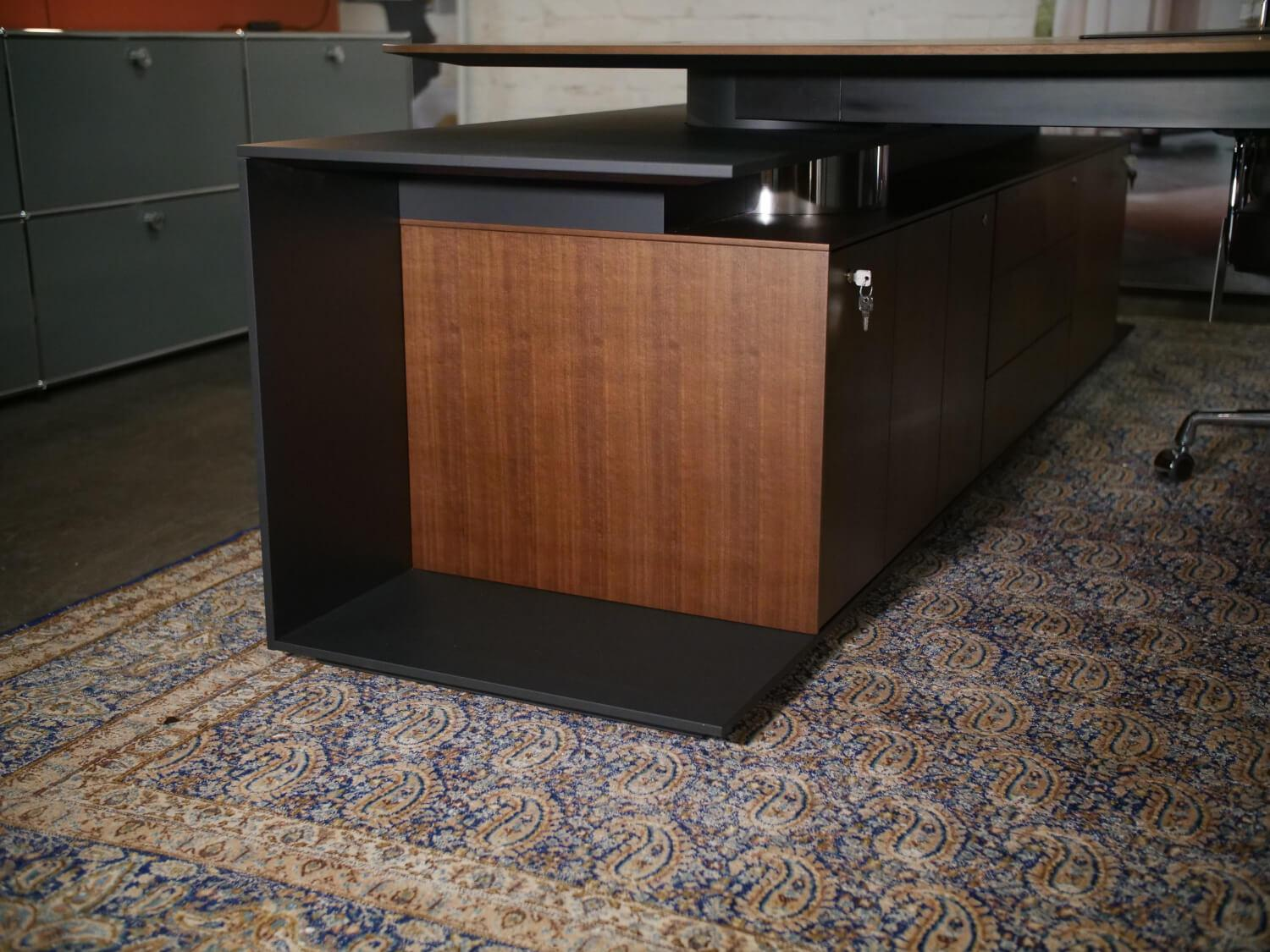 Walter Knoll - Keypiece Communication Desk Nussbaum Höhenverstellbar Mit Leder Ein- Und Auflagen - 16