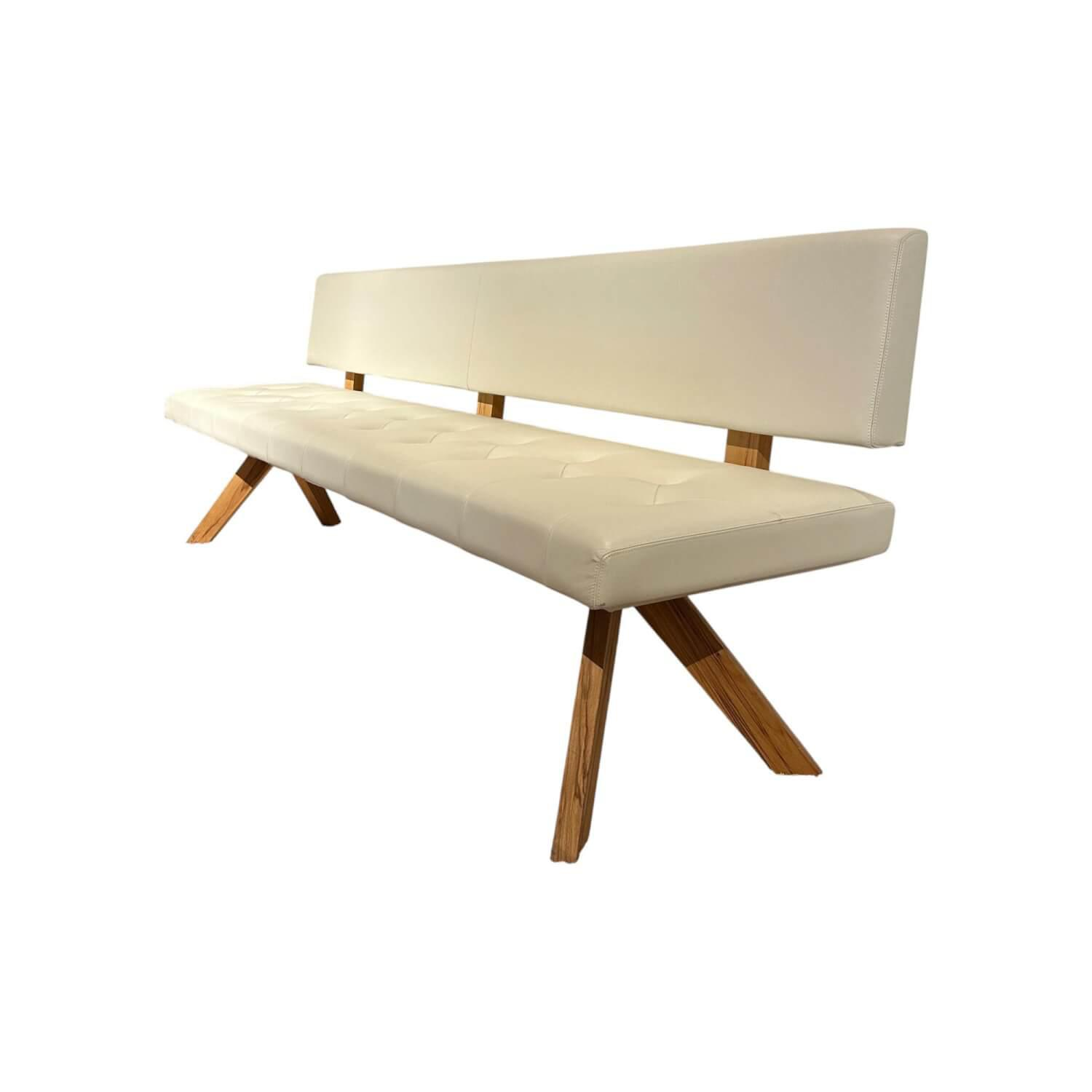 Team 7 - Polsterbank Yps BY24PO Leder L1 Origon 71018 Weiß Gestell Kernbuche Naturöl - 1