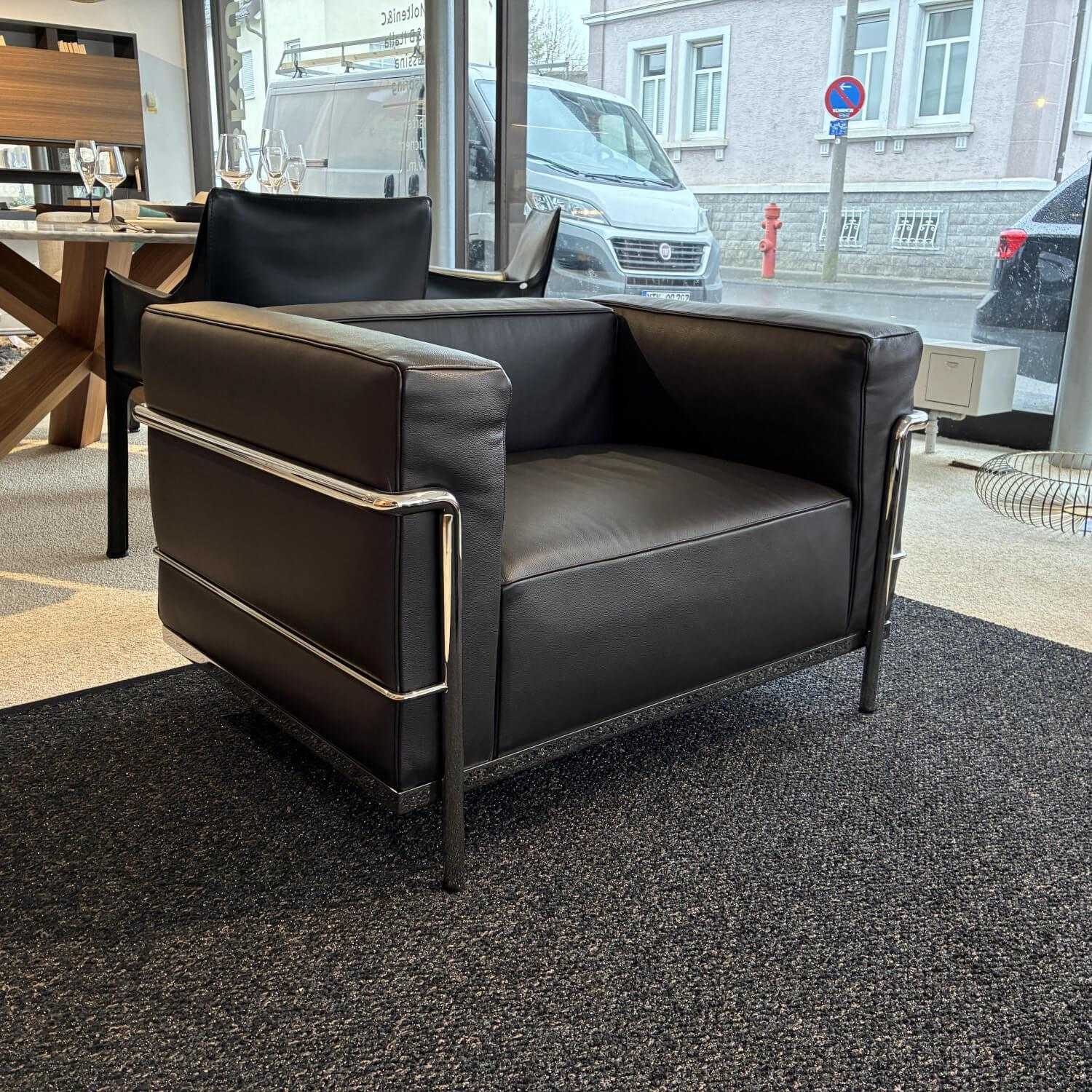 Cassina - Sessel 3 Grand Comfort Leder Scozia 13X202 Umbra Braun Gestell Verchromt - 3