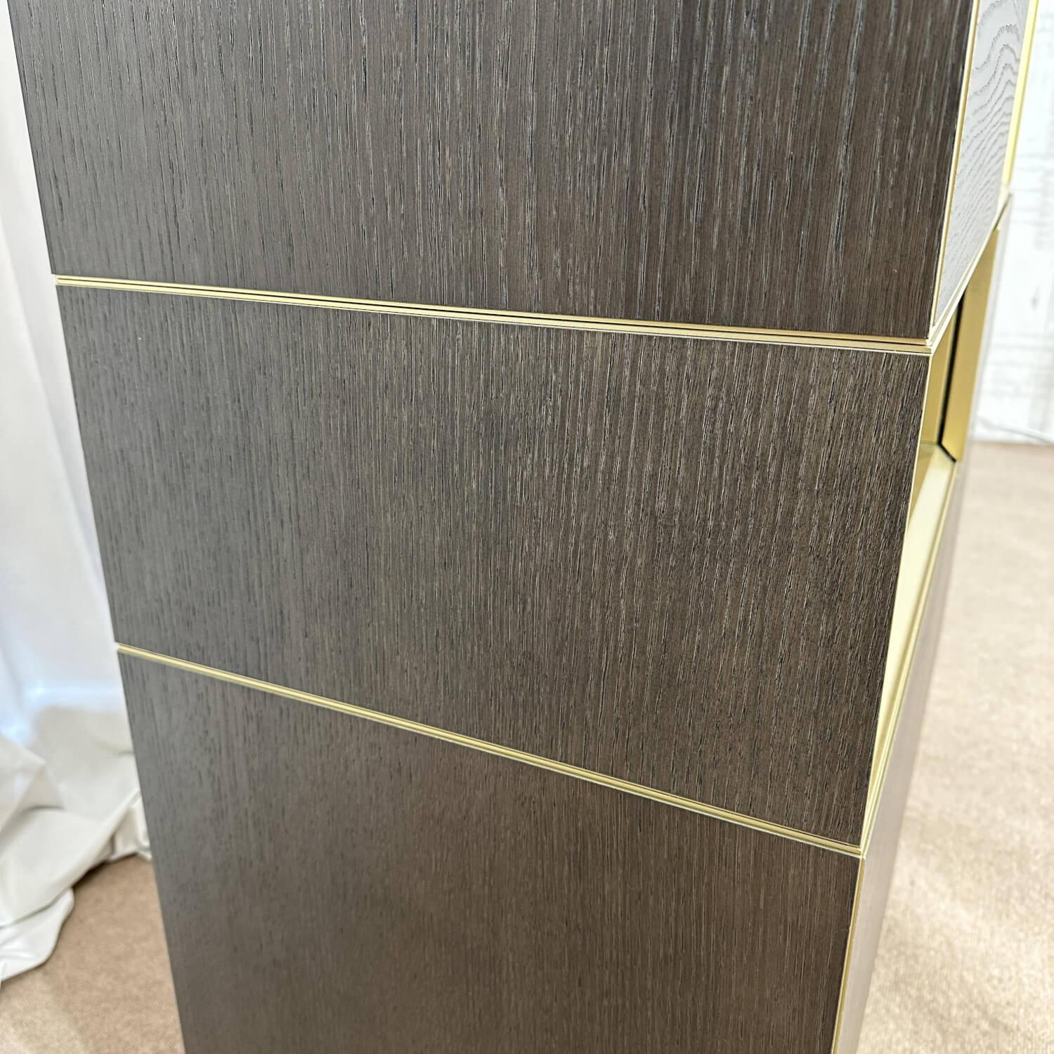 Highboard Domino Holz Wenge Schwarz Innen Gold Schubladen Hellgrau