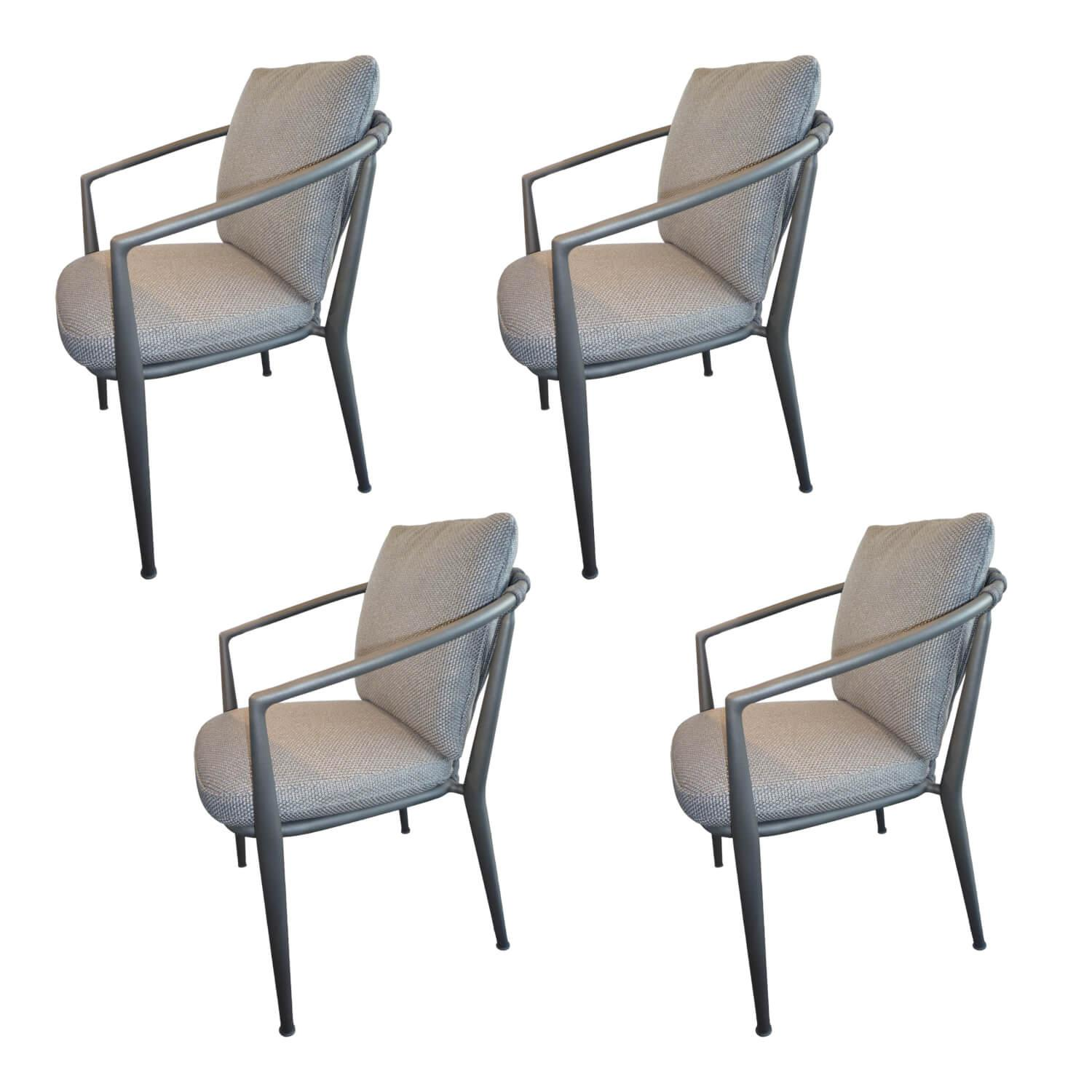 B&B Italia - 4er-Set Stuhl Erica Stoff Lesia 2481251 Grau Anthrazit - 1