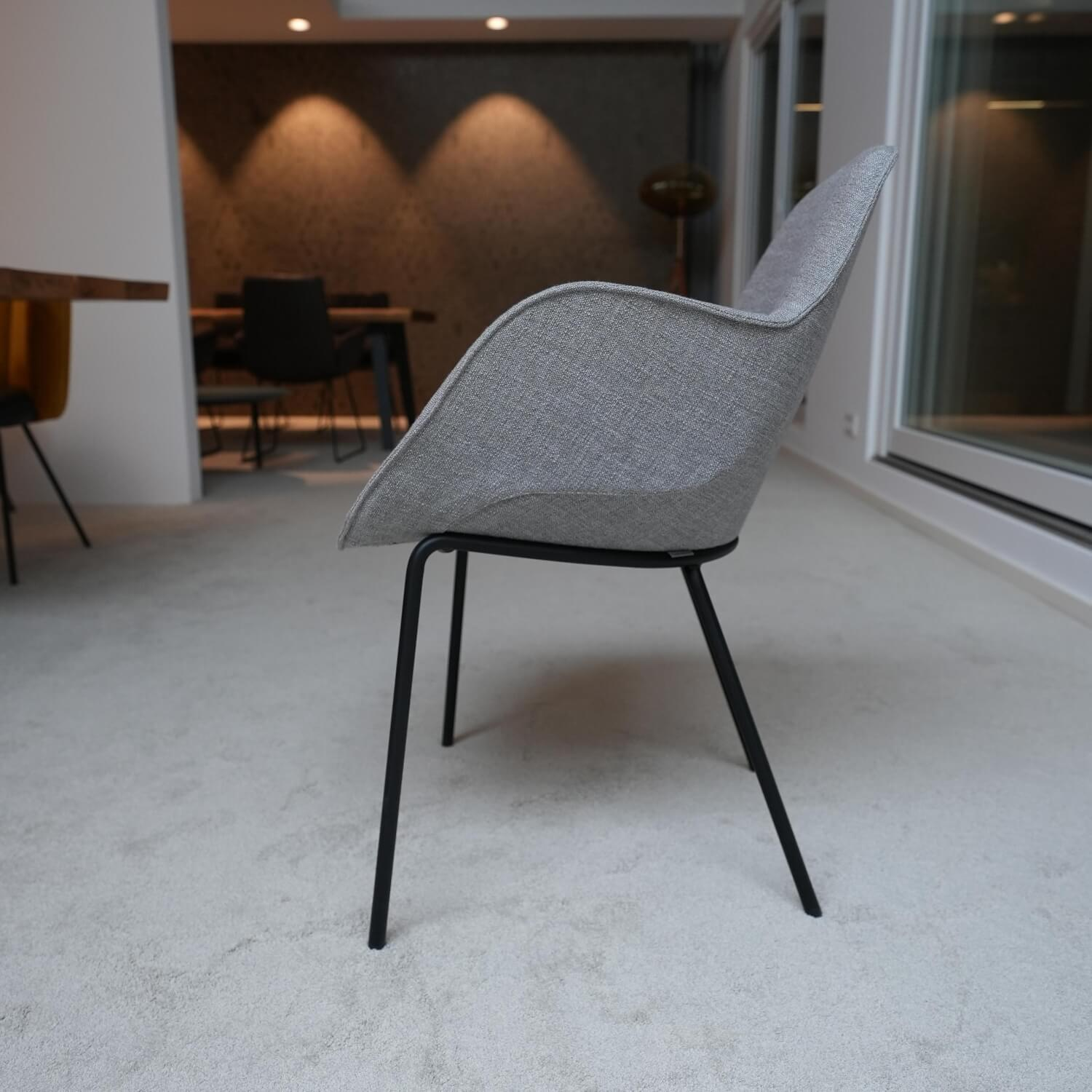 Walter Knoll - Stuhl Sheru Bezug Gaia 7891 Platin Rohrgestell Matt Pulverbeschichtet Schwarz - 7