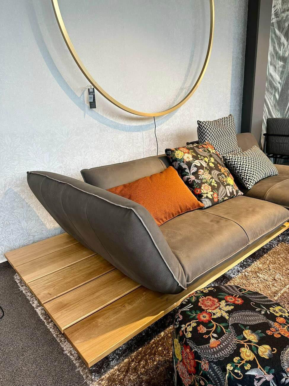 Bullfrog - Ecksofa Akito Leder Rhino Elefant 2399 63 Braun Grau Plattform Wildeiche Füße Stahl Schwarz Pulverbeschichtet - 3