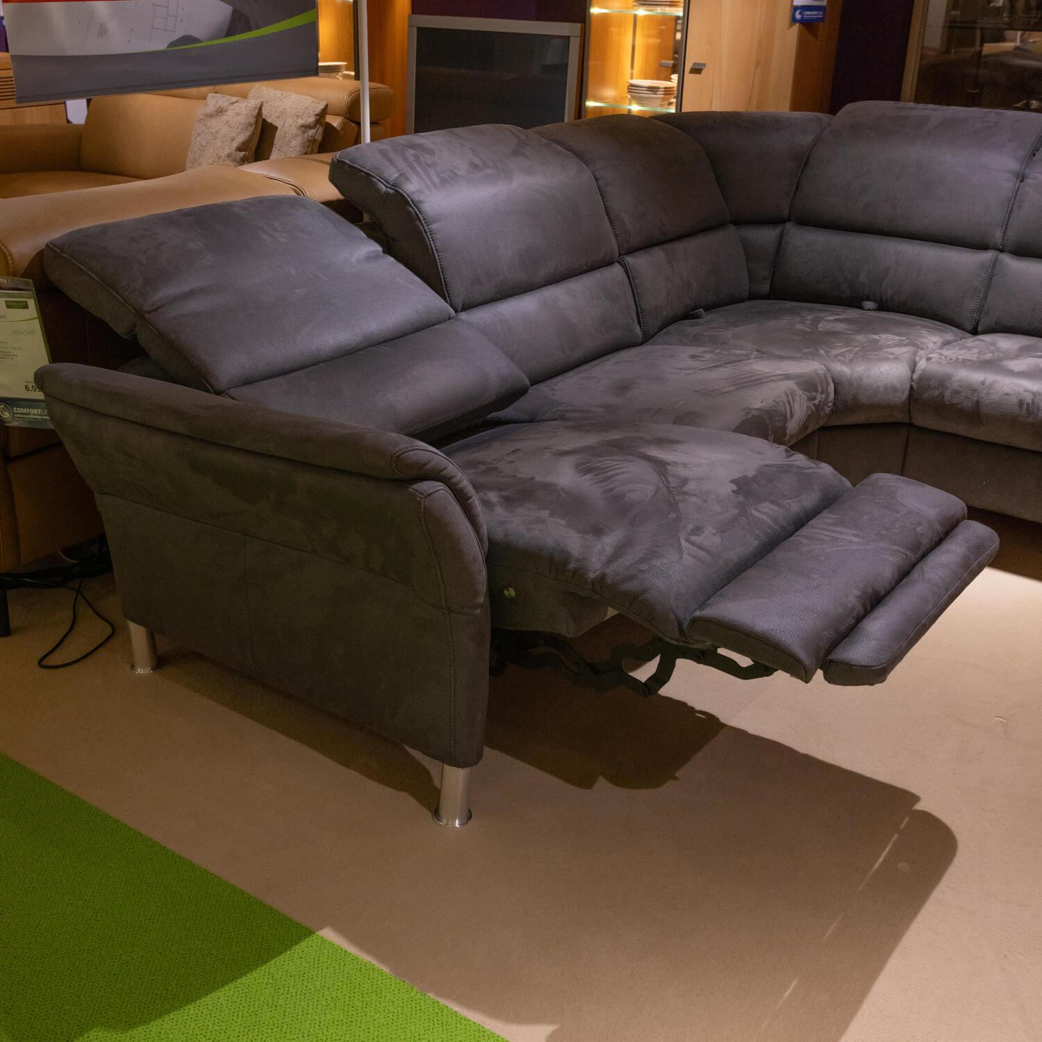 Steinpol - Ecksofa Relaxa 5 0 Stoff Herkules Steel 44 D Schwarz Aluminium Säulenfuß - 2