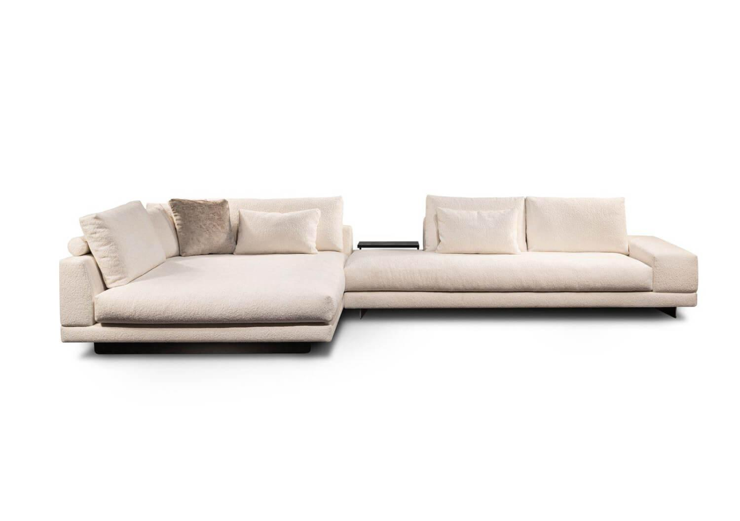 Violetta - Ecksofa Theresa Boxspring Creme Inkl. Ablage Eiche Schwarz Nackenkissen Und Vorstellkissen - 1