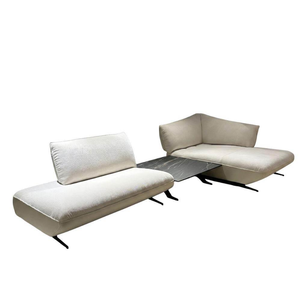 JOOP! - Sofa Living Elements 8169 Stoff JOOPD18 Wolke/ Joop D19 Natur (24) Kufe Anthrazit Pulverbeschichtet - 1