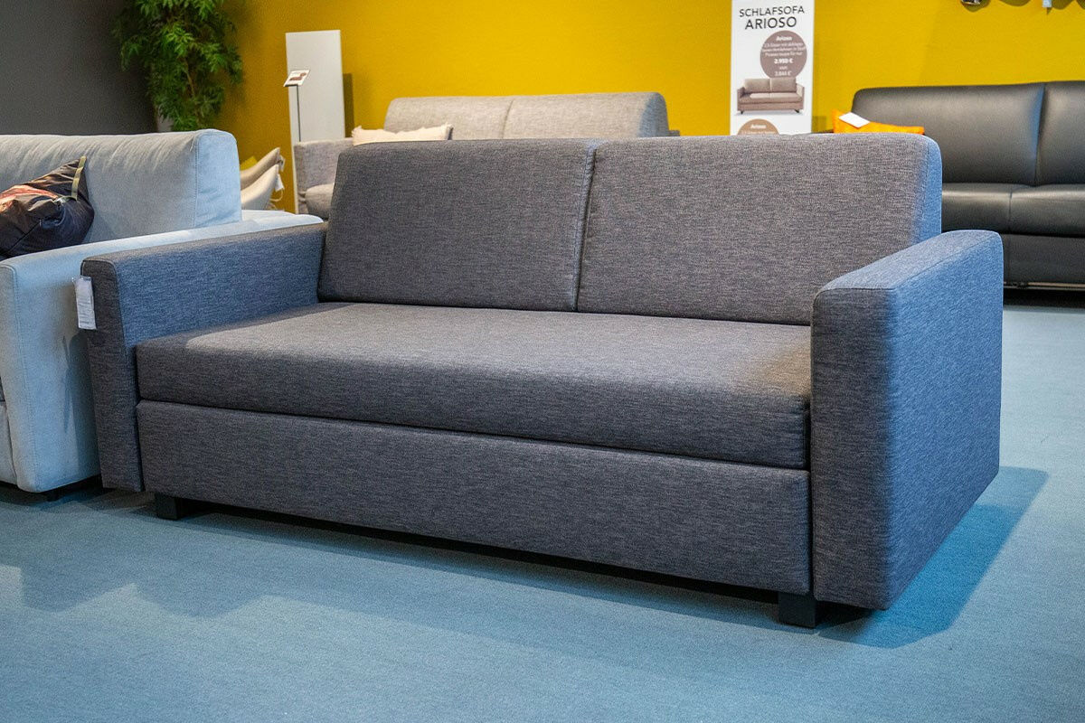 Franz Fertig - Schlafsofa Minnie Stoff E2055 Anthrazit Füße Schwarz - 5