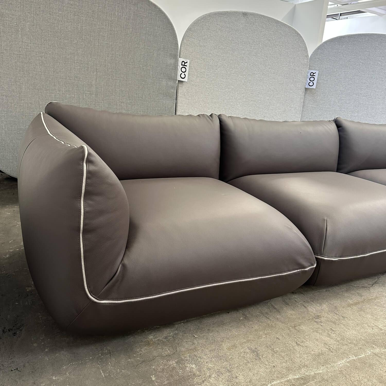 COR - Sofa Jalis 21 Leder 246 Schoko Grau Braun Nahtband 5095 Kitt - 8