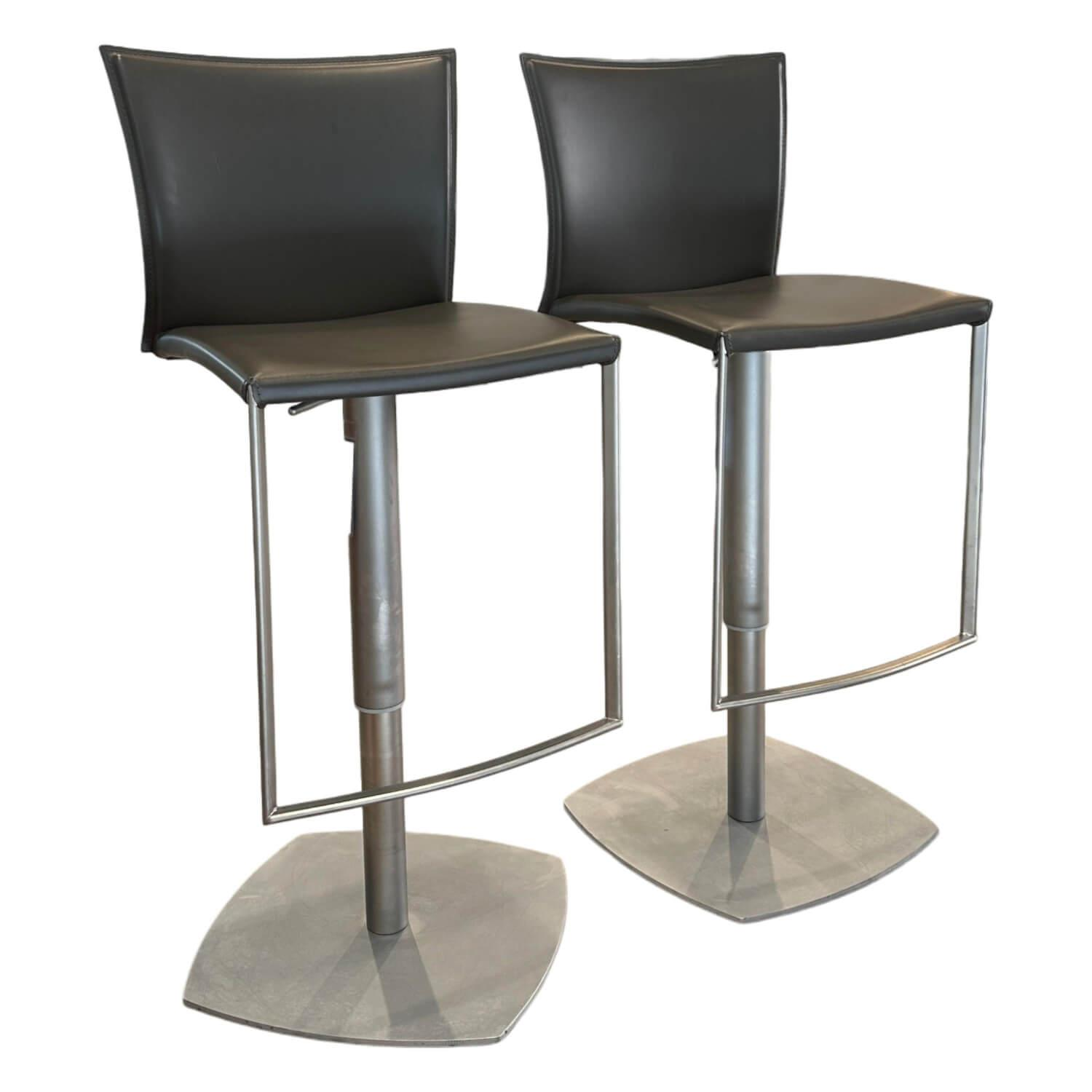 Draenert - 2er-Set Barhocker Nobile 2079 Leder 13 Muscat Braun Fuß Chrom-Matt - 1