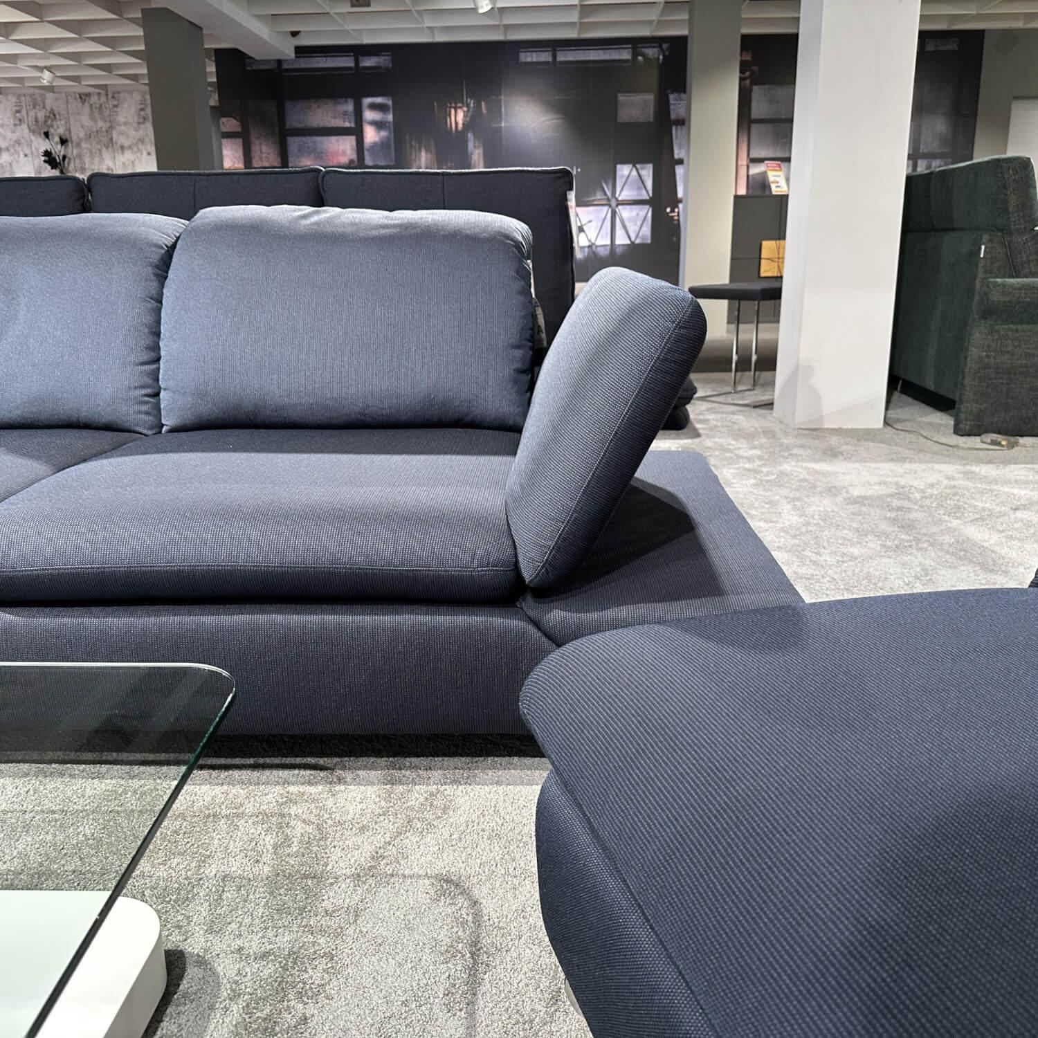 W. Schillig - Ecksofa 15278 Taoo Inkl Funktionshocker Mit Rollen Stoff W61/28 Blau Metallfuß Glänzend - 6