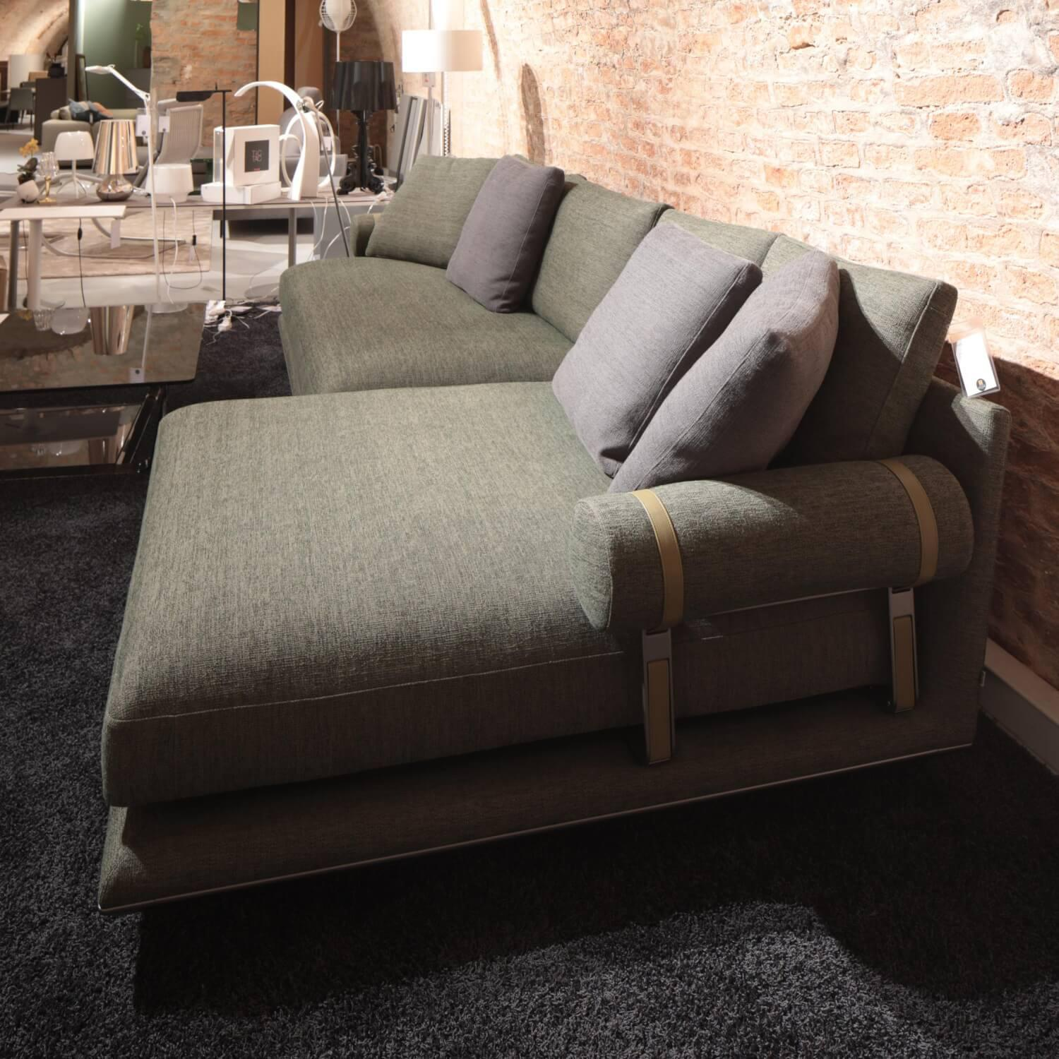 B&B Italia - Ecksofa Noonu Stoff Sara Olivgrün 2625435 Grün Gestell Hartzinn Lackiert Mit Kissen - 5