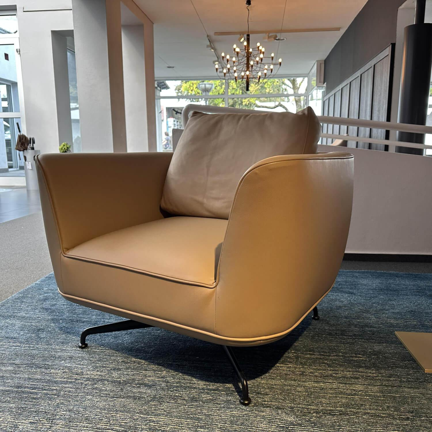 Wittmann - Sessel Andes Leder Nappa Earth Beige Füße Metall Schwarz Grau Pulverbeschichtet Inklusive Lehnkissen - 5