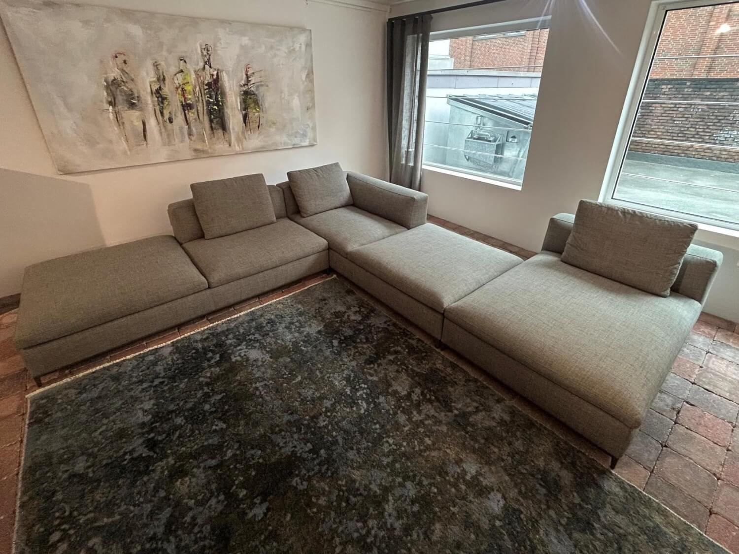 B&B Italia - Ecksofa Michel Club Stoff Super Aramis Stein Beige Füße Bronzefarben - 4