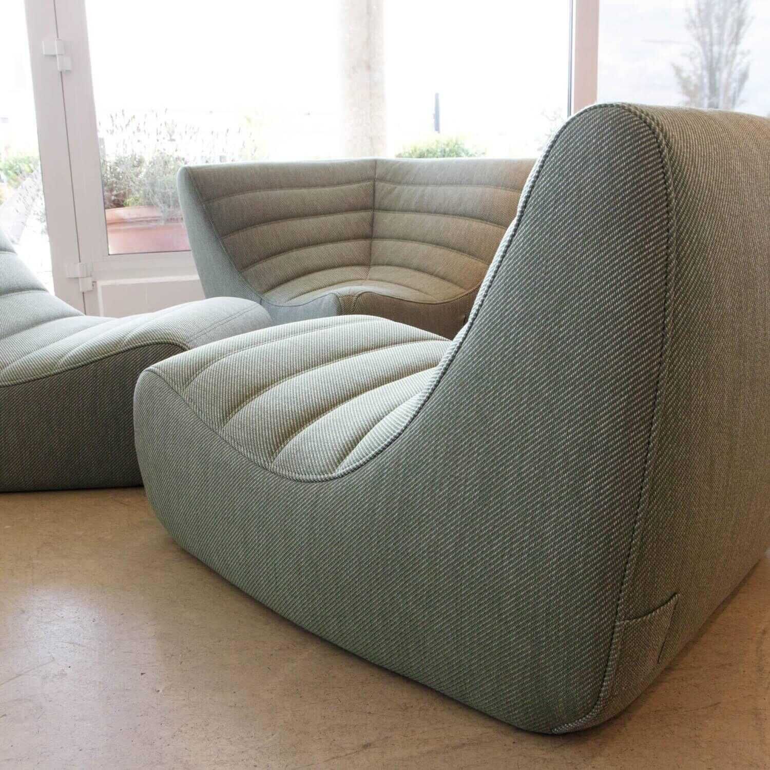 Ligne Roset - Outdoor-Sofa Saparella Stoff Dina Cypres 2 Sessel 1 Eckteil - 4