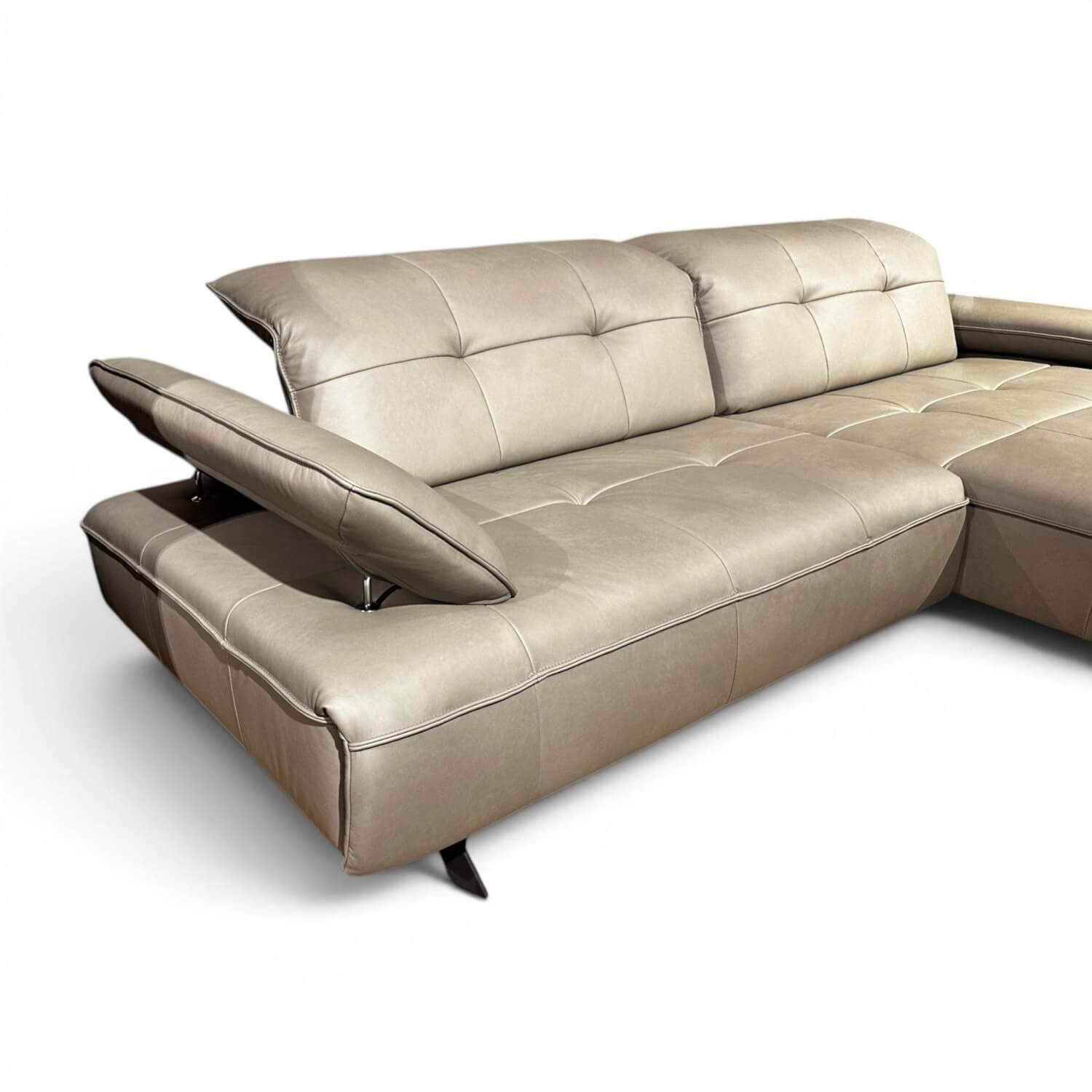 JOOP! - Ecksofa 8111 Square Leder 22 Soft Nappa Shadow Grau Beige Füße Metall Schwarz Mit Elektrischer Verstellung - 5