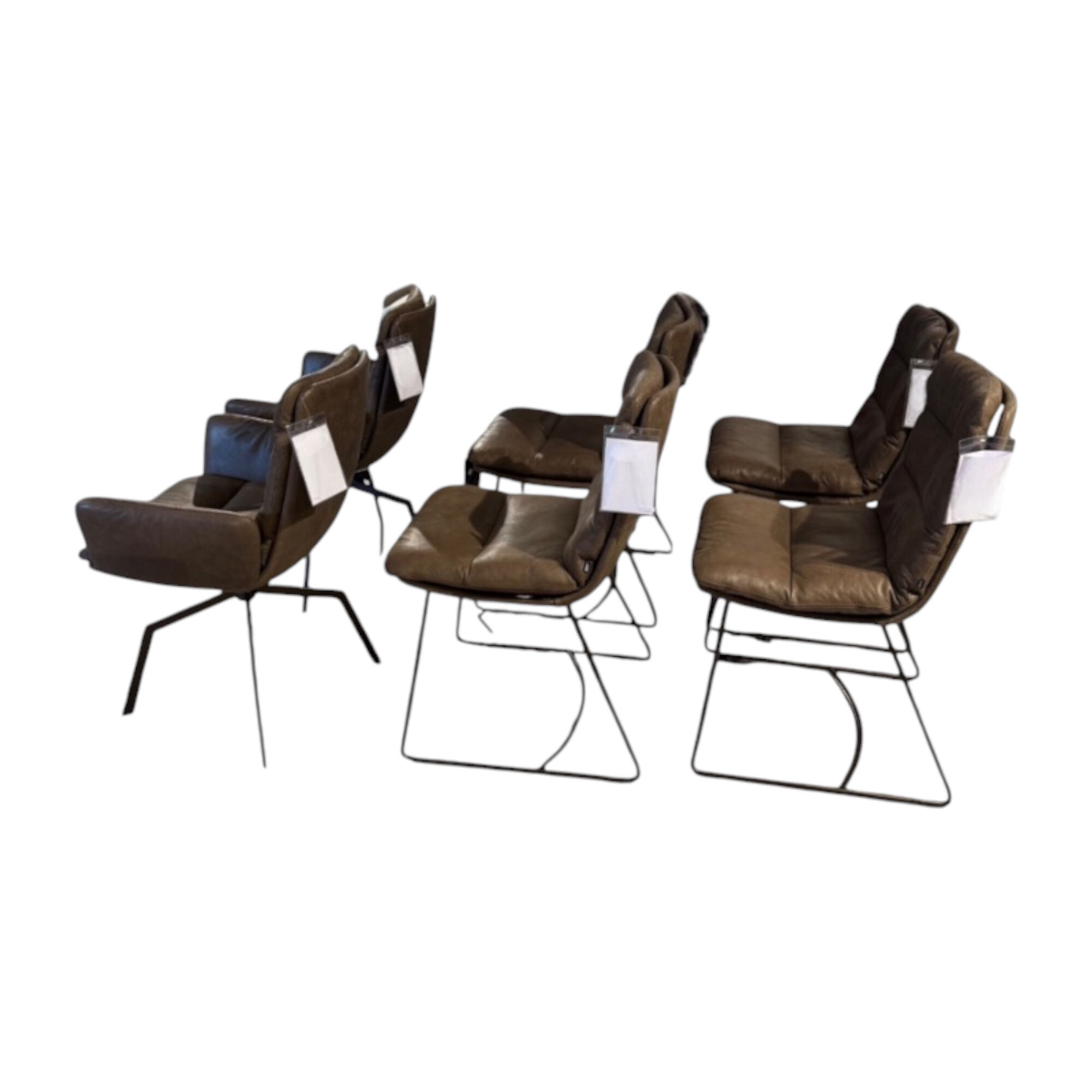 KFF - 6er-Set Stuhl Arva Leder Rawhide Braun Gestell Metall Makadamia Braun - 1