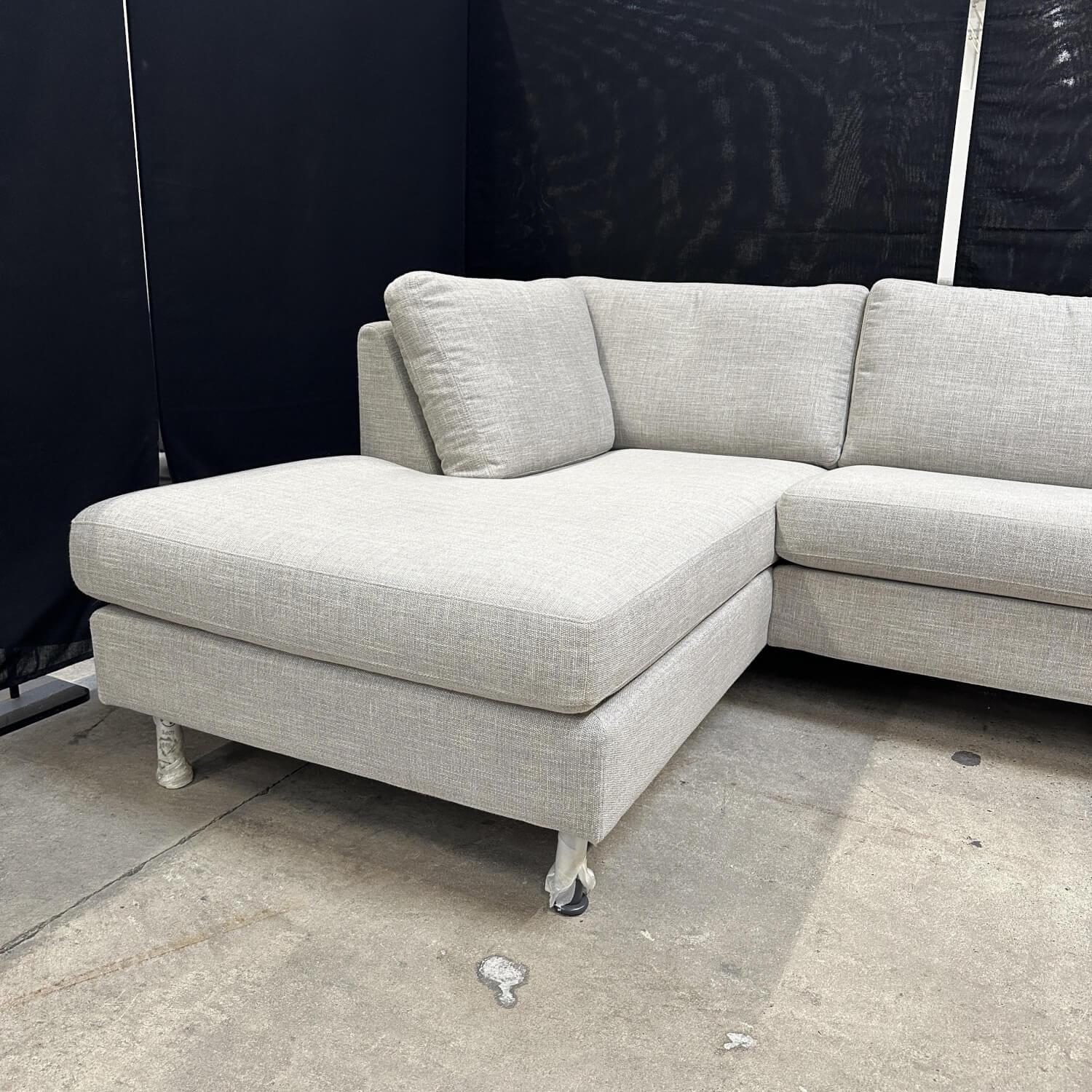 COR - Ecksofa Conseta Stoff 9209 Eisgrau Grau Tellerfüße Lack M21 Anthrazit Ohne Kissen - 2