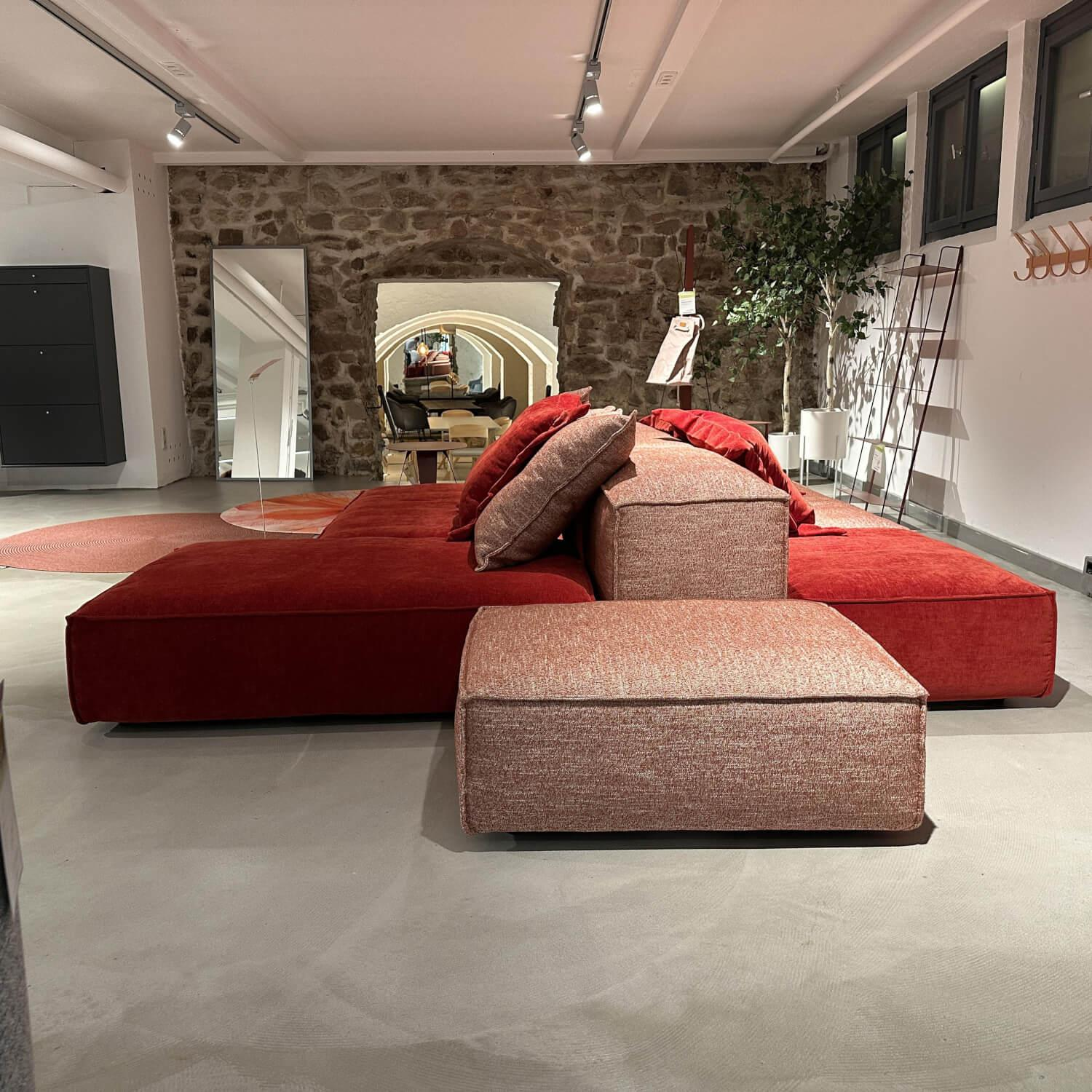 Designwerk - Polstergruppe Dido Stoff Earth Strawberry Rot Und Stoff Natural Apple Rosa Fuß Schwarz Inklusive Kissen - 3