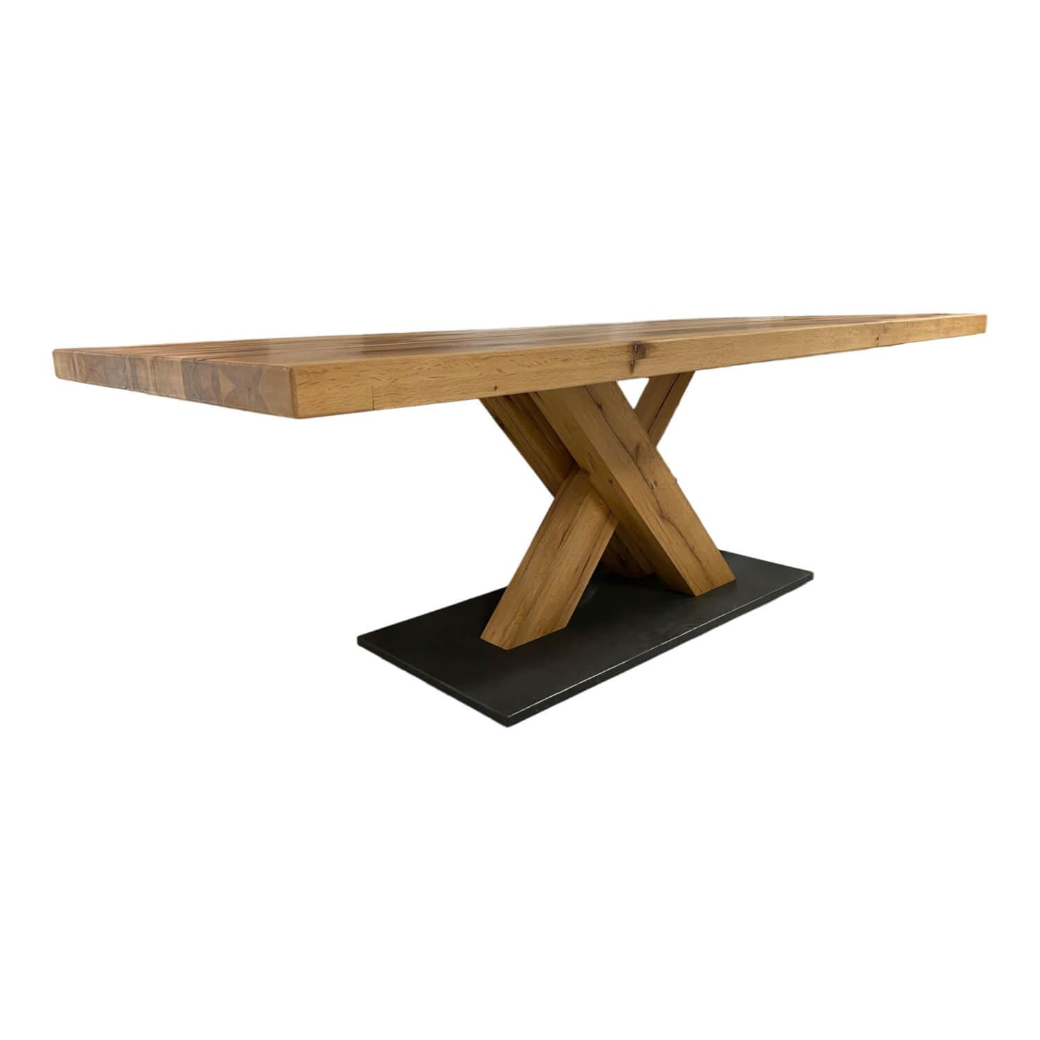 Niehoff - Esstisch Modell 4173 Balkeneiche Natur Massiv Geölt Bodenplatte Stahl - 1