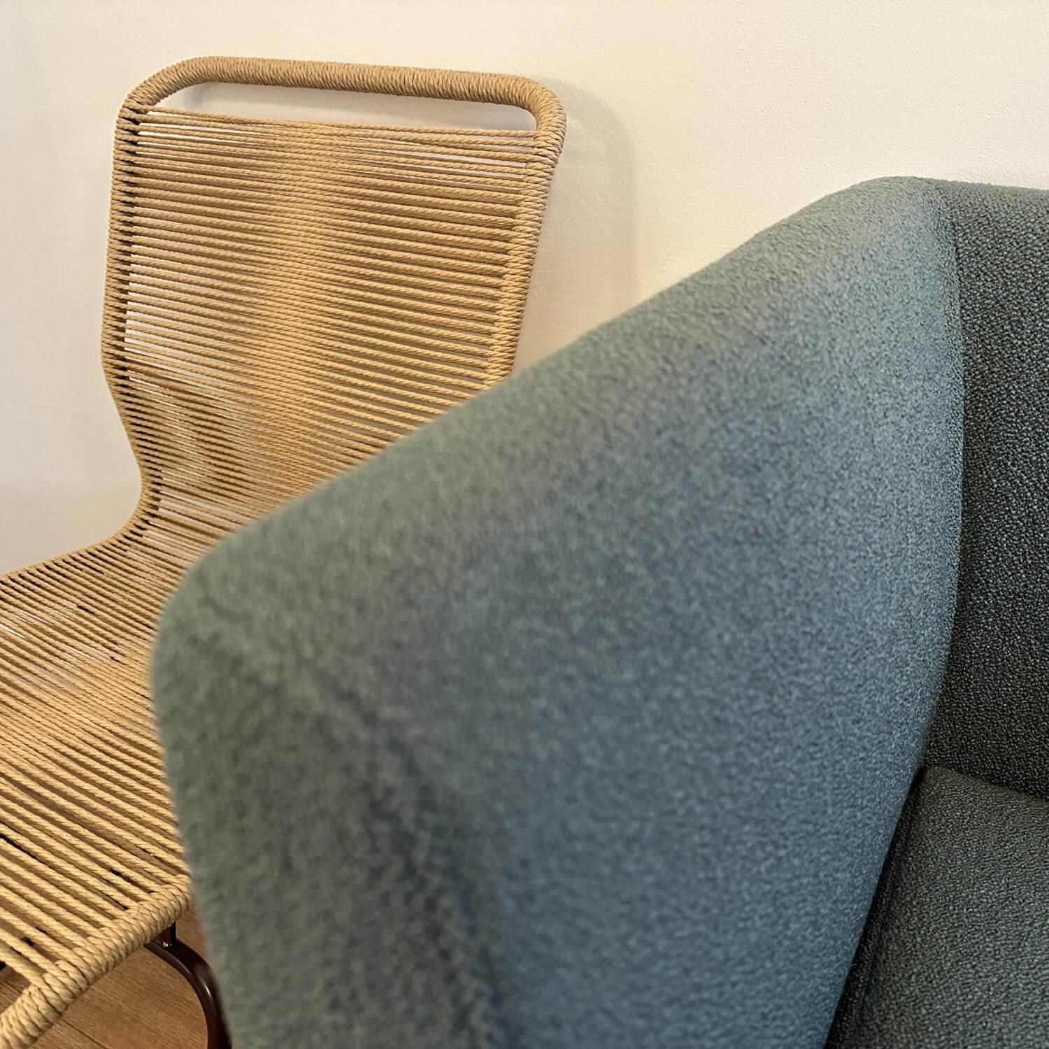 Signet - 2er-Set Bank Gilbert 135 Stoff Tessin Lagoon Blau Kufe Metall Schwarz Pulverbeschichtet Inklusive Kissen - 2