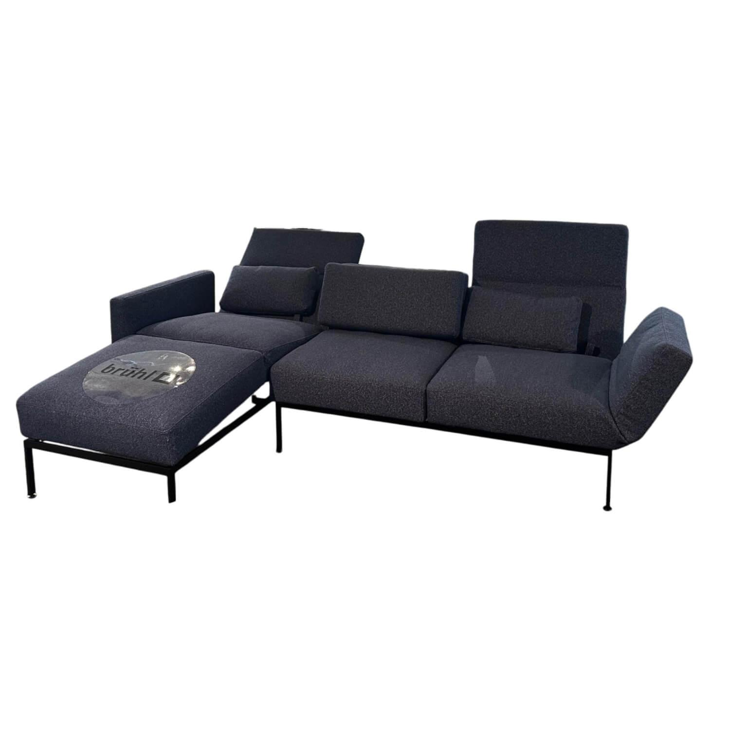 Brühl - Ecksofa Roro Medium Soft Stoff 4402 65 Blau Gestell Metall Schwarz Pulverbeschichtet Mit Drehsitz - 1