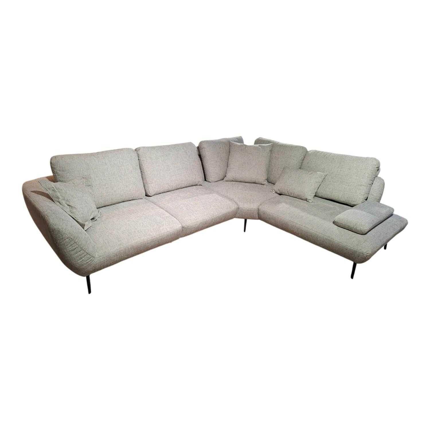 Poco - Ecksofa Benton Stoff Baltimore Light Grey Füße Metall Schwarz - 1