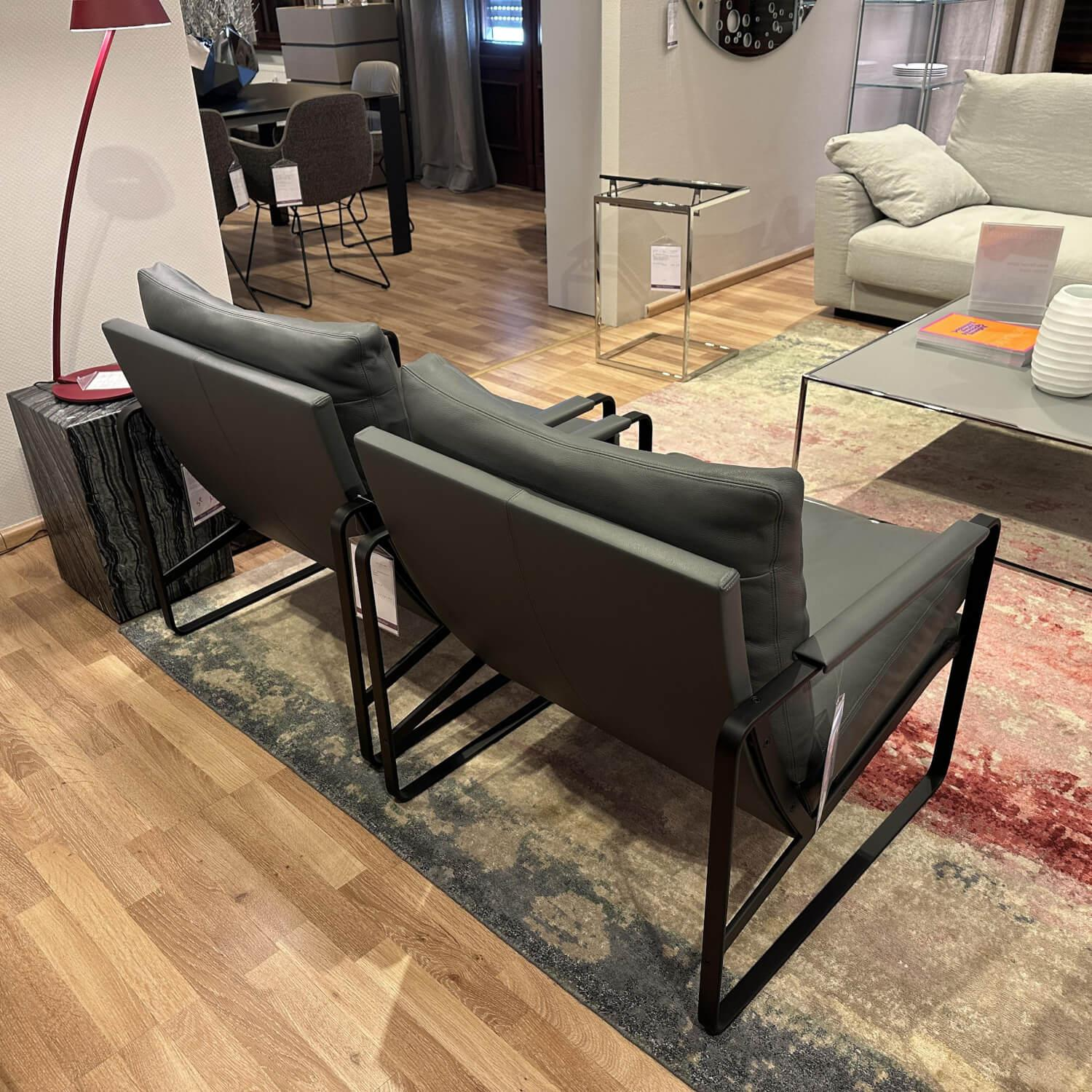 Walter Knoll - Sessel Fabricius Leder Congress Basalt Grau Gestell Metall Schwarz Pulverbeschichtet (2 Stück auf Lager) - 6