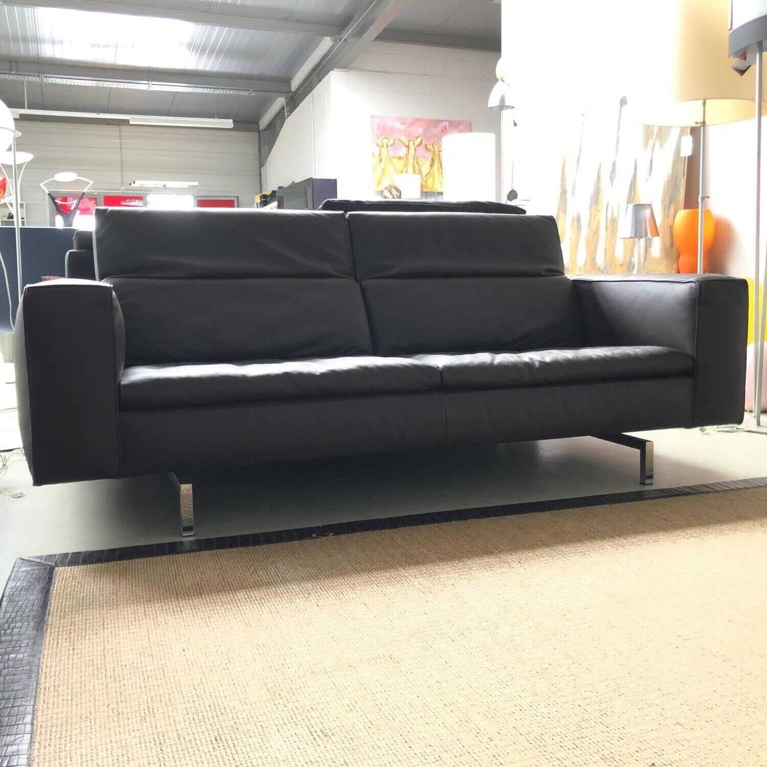 Sofa JR-3990 Leder Celia Bruno Dunkelbraun Füße Chrom