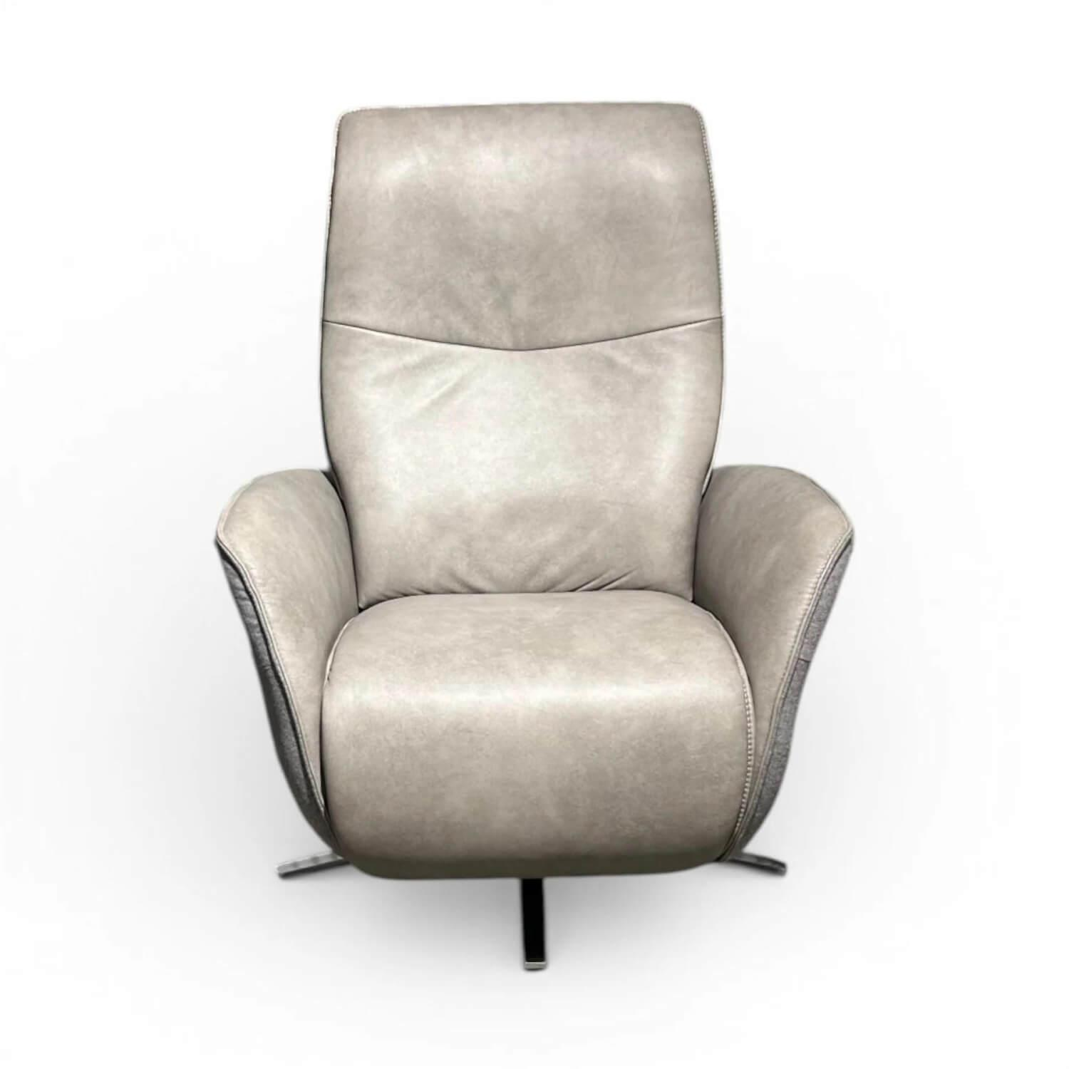 himolla - Sessel 7928 Easy-Swing Stoff/Leder Kombination Stoff Salino Anthrazit Leder Eleganza Grau Sternfuß Edelstahl Inkl. Elektr. Relax-Funktion - 1