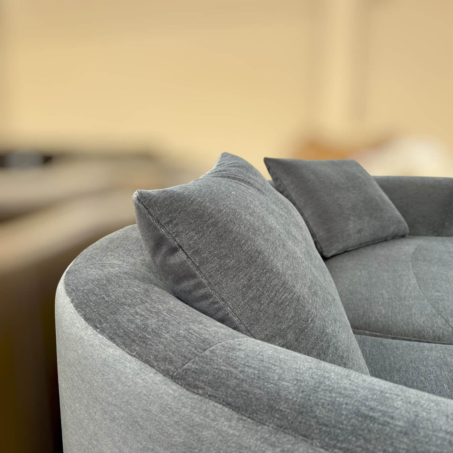 COR - Sofa Siwa Klein Stoff JAB Noblesse Blau mit 3 Rückenkissen und Hocker - 4