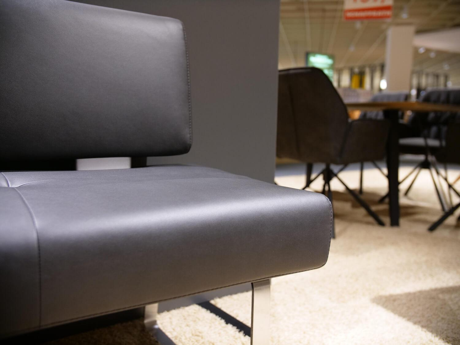 K+W - Eckbank Variano Ladoga 4411 UX Stoff 0925 81 Black Schwarz Fuß Edelstahl 2309 Gebürstet - 6