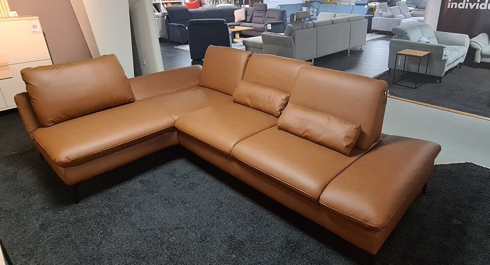 Polinova - Ecksofa LS24 Floria Leder Vivre Parkett Braun - 2