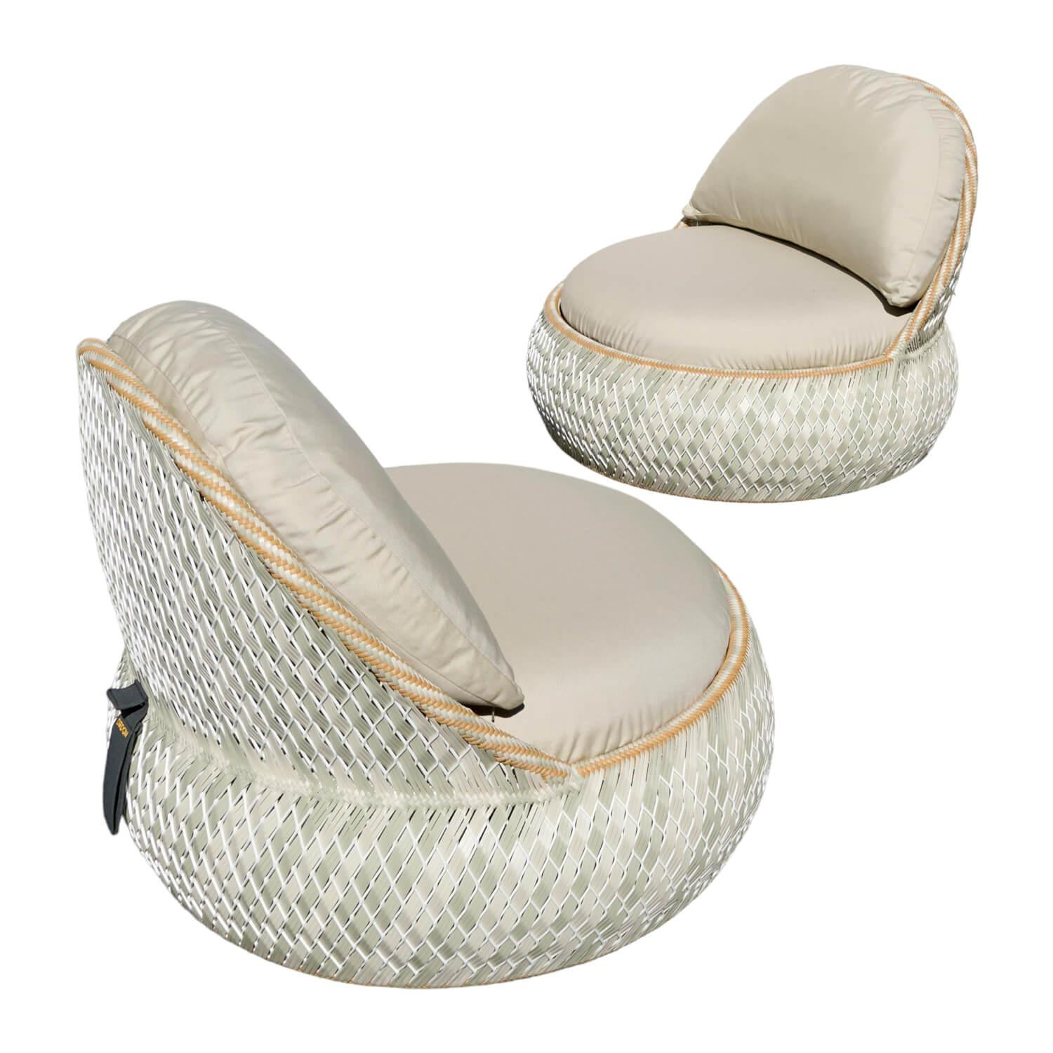 DEDON - Sessel Dala Bezug Stoff Natura Laurel Geflecht Dedon-Faser Ibiza Gestell Aluminium Weiss - 1