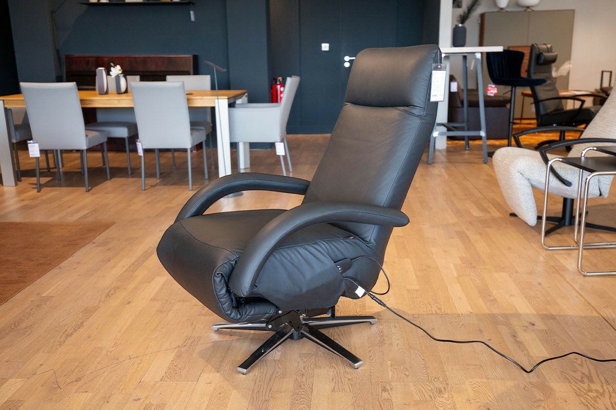 Strässle - Relaxsessel Simba Leder Pampas 70540 Schwarz Gestell Aluminium 3-Motorisch - 7