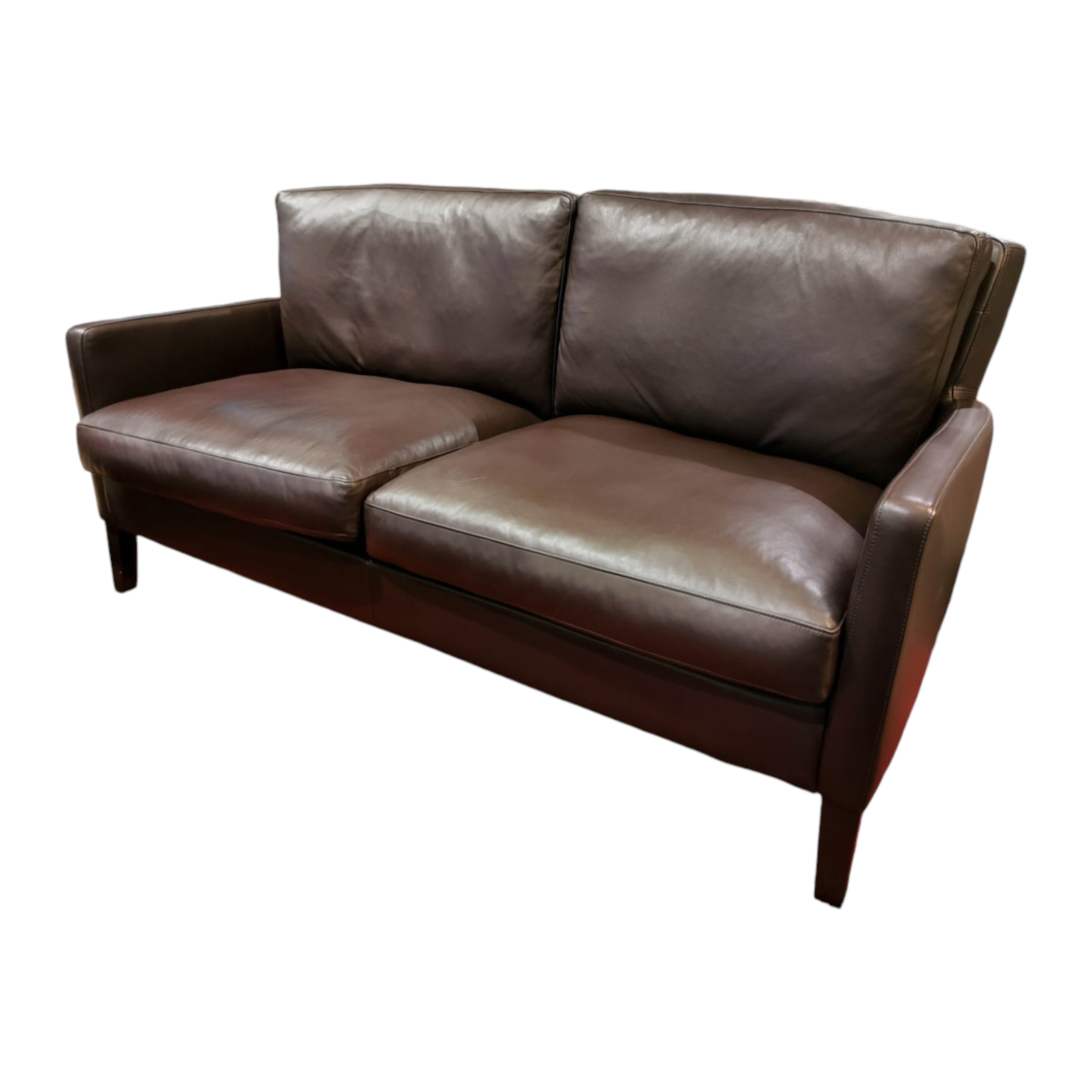 Werther - 2,5-Sitzer Sofa Premio Leder L7038D Dunkelbraun Gestell Eiche Wenge Gebeizt  - 1