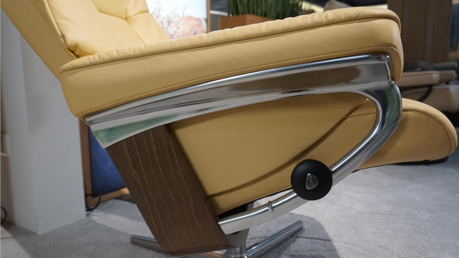 Stressless - Mayfair M Leder Beige Gestell Cross Silber Inklusive Hocker - 9